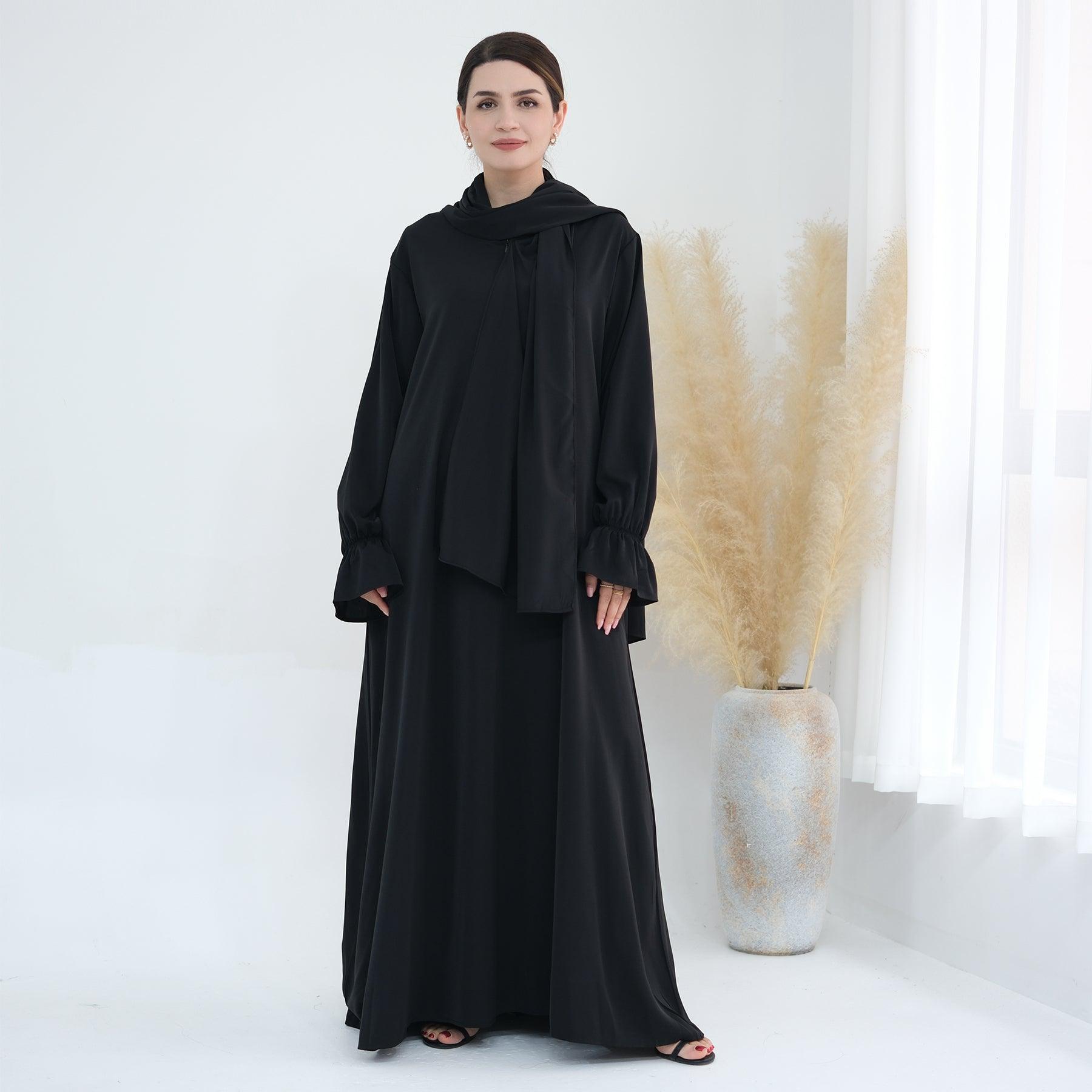 Bat Cuffed Sleeve in Black Abaya Dress | Eolante Clothing 