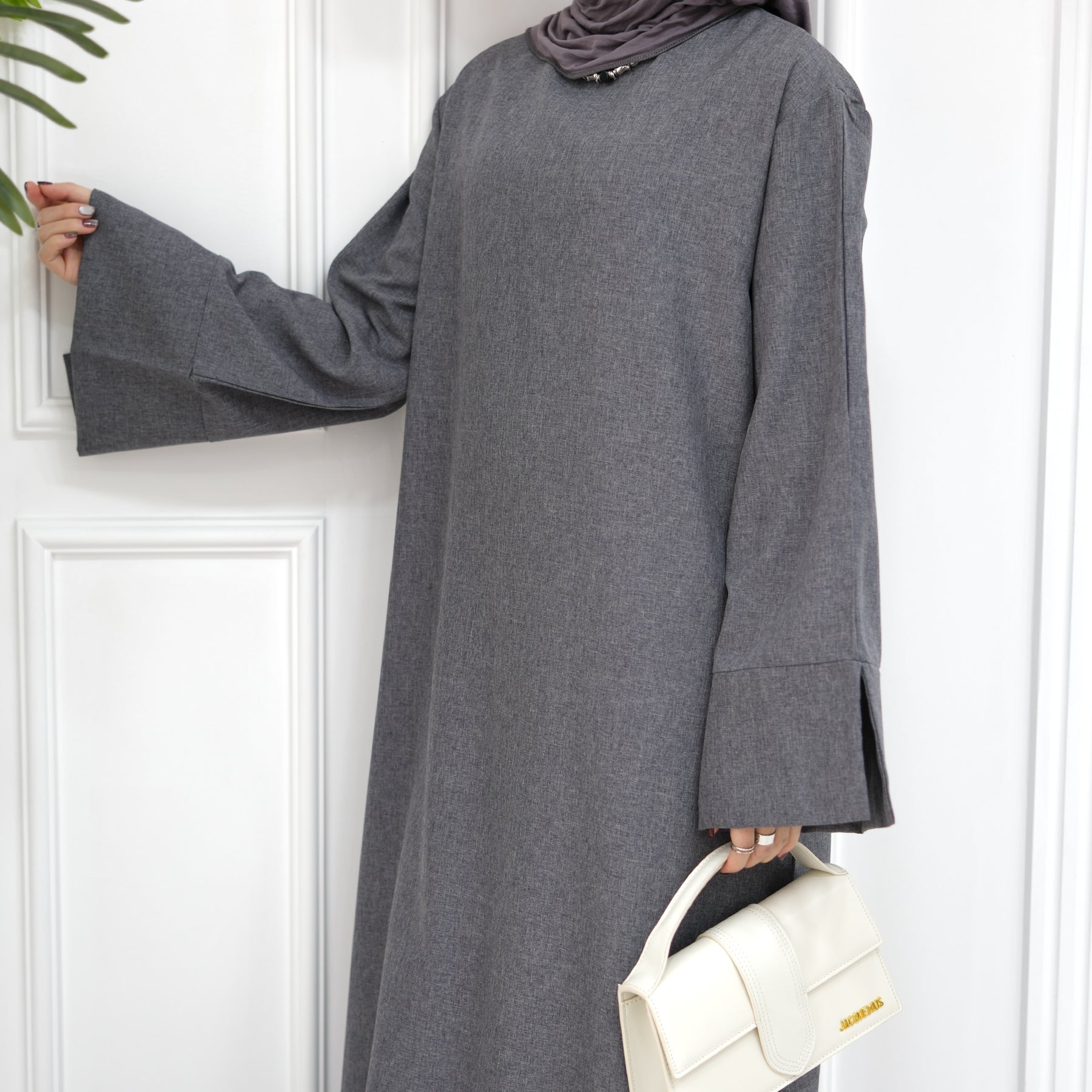 Maxi Side Slit Dress in Dark Gray | Eolante Clothing 