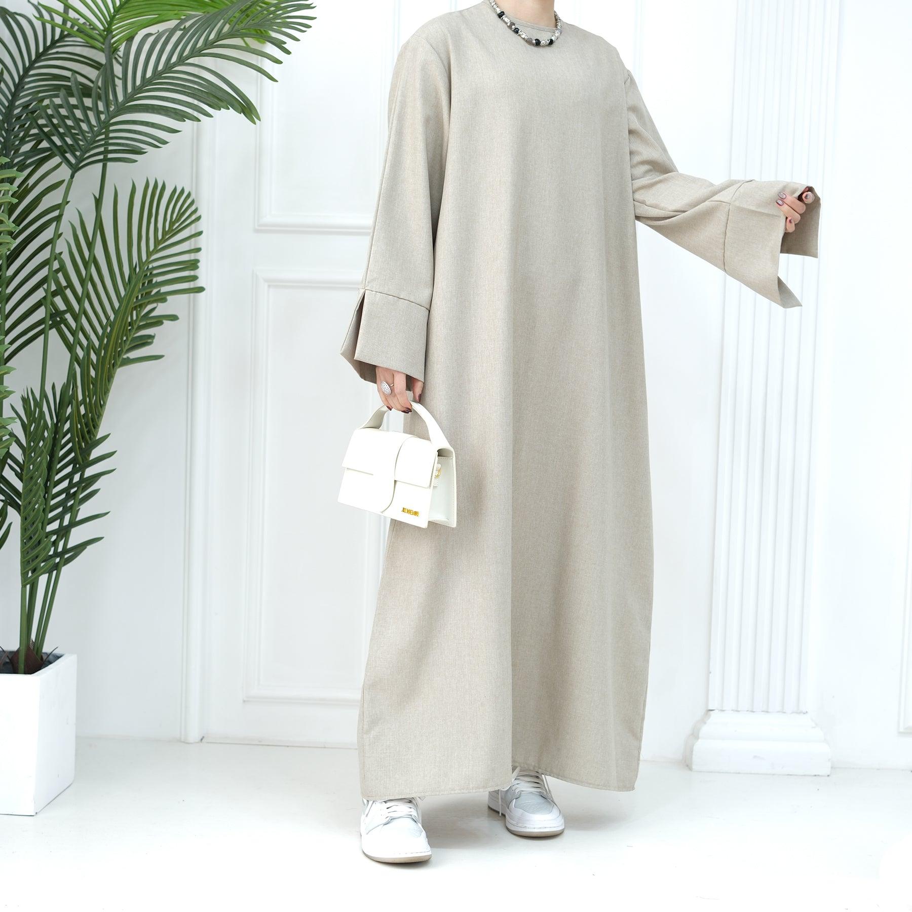 Oversized Maxi Abaya in Beige | Eolante Clothing 