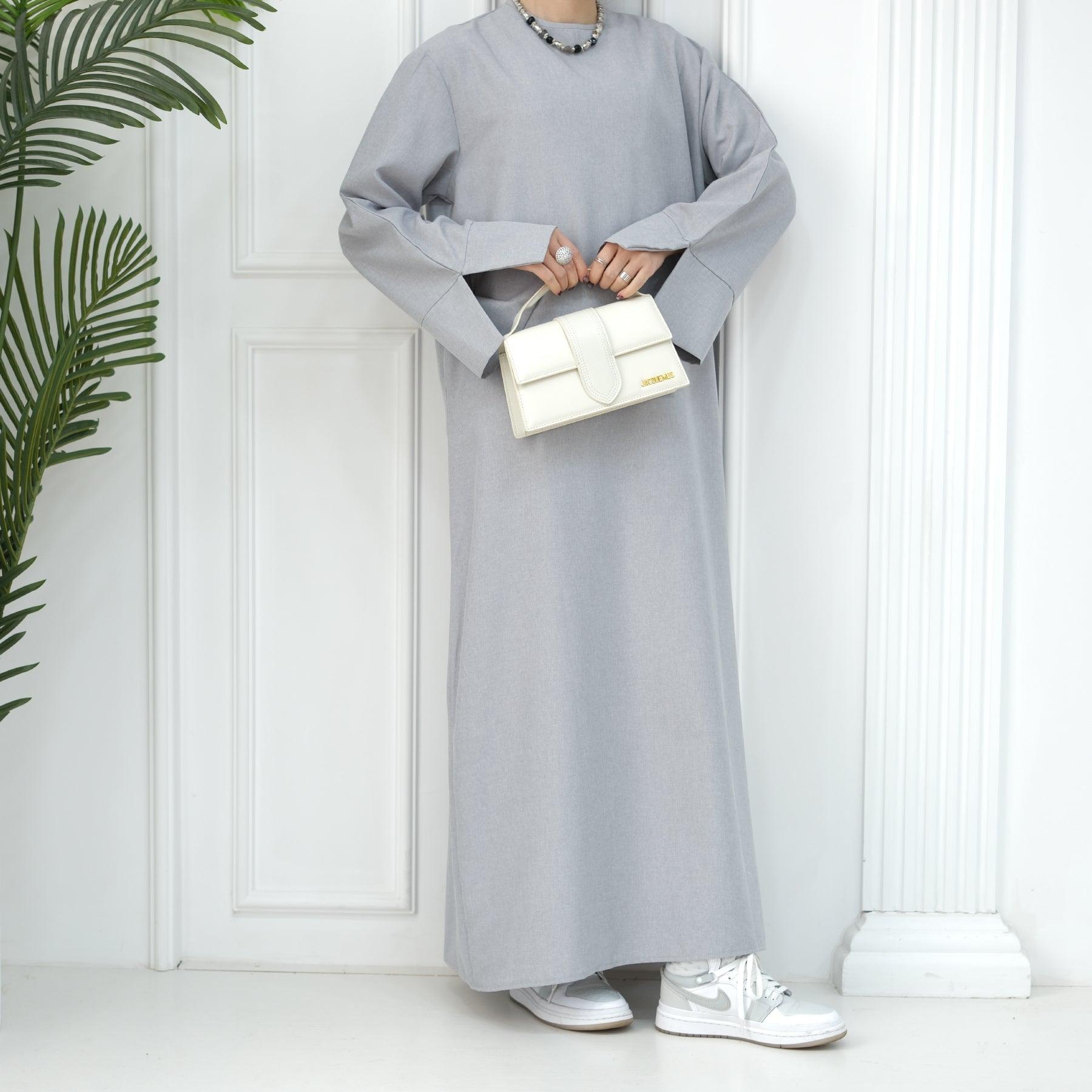 Light Gray Casual Abaya | Eolante Clothing 