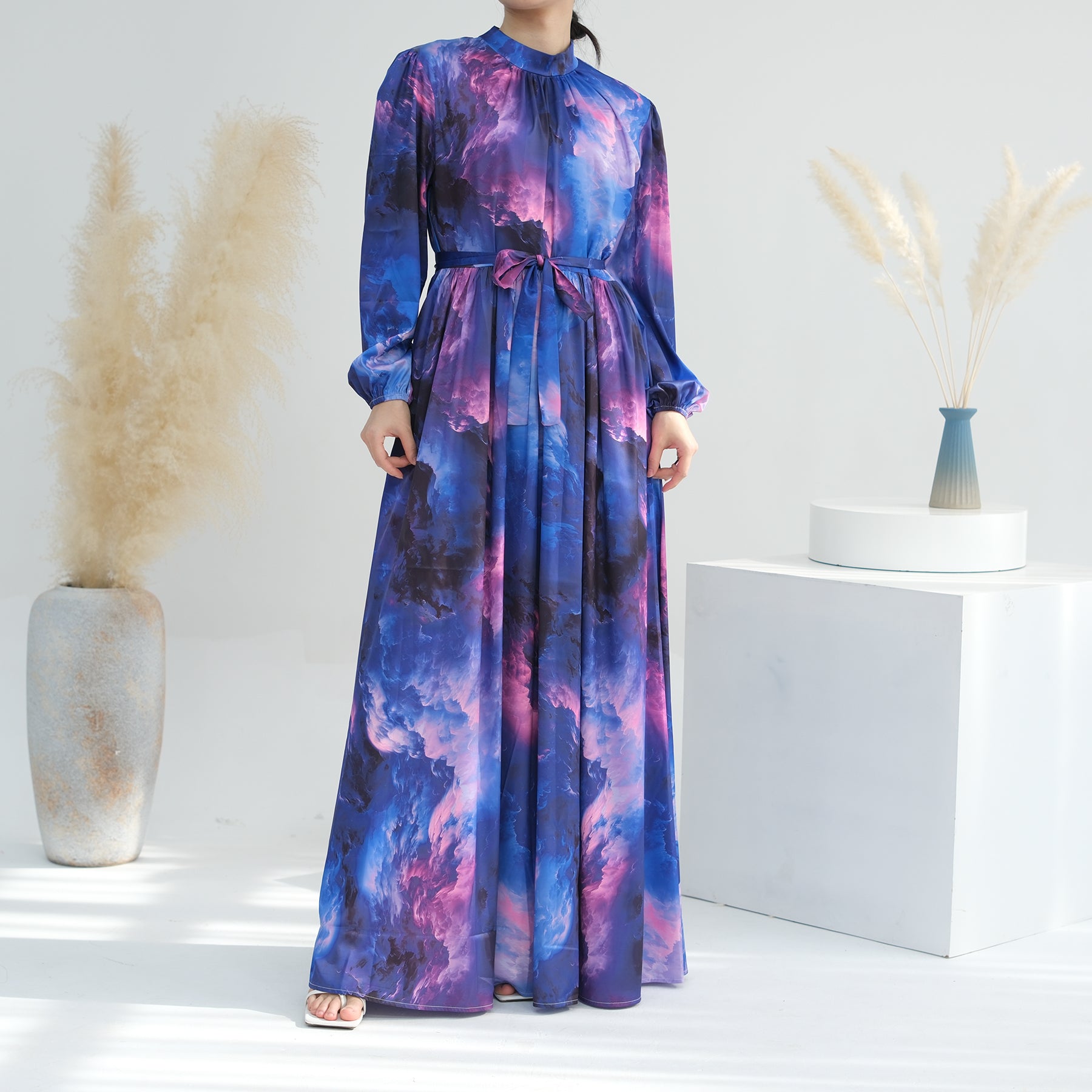 Maxi Abaya with Tie-Dye Galaxy Pattern | Eolante Clothing 