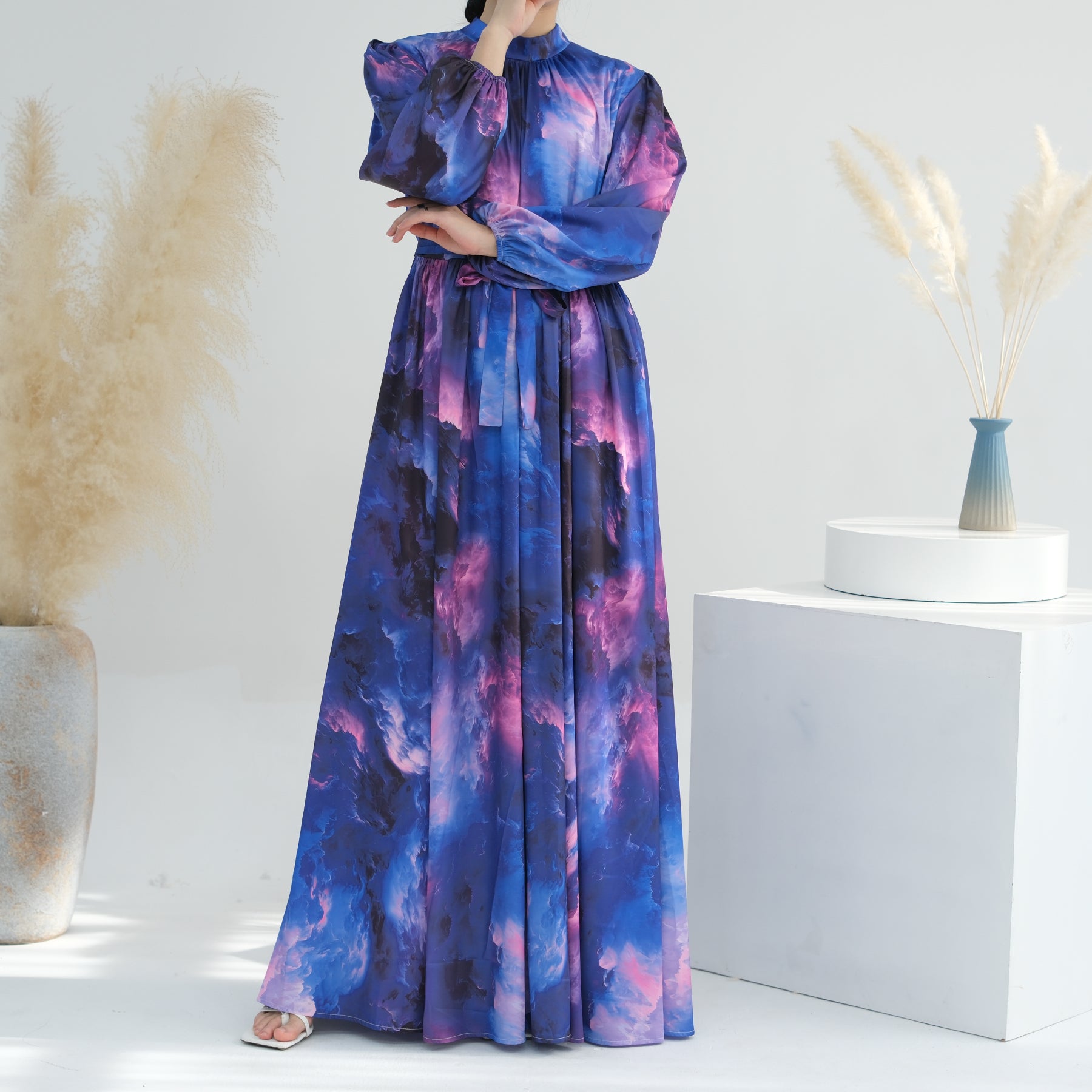 Tie-Dye Galaxy in Maxi Dress Abaya | Eolante Clothing 