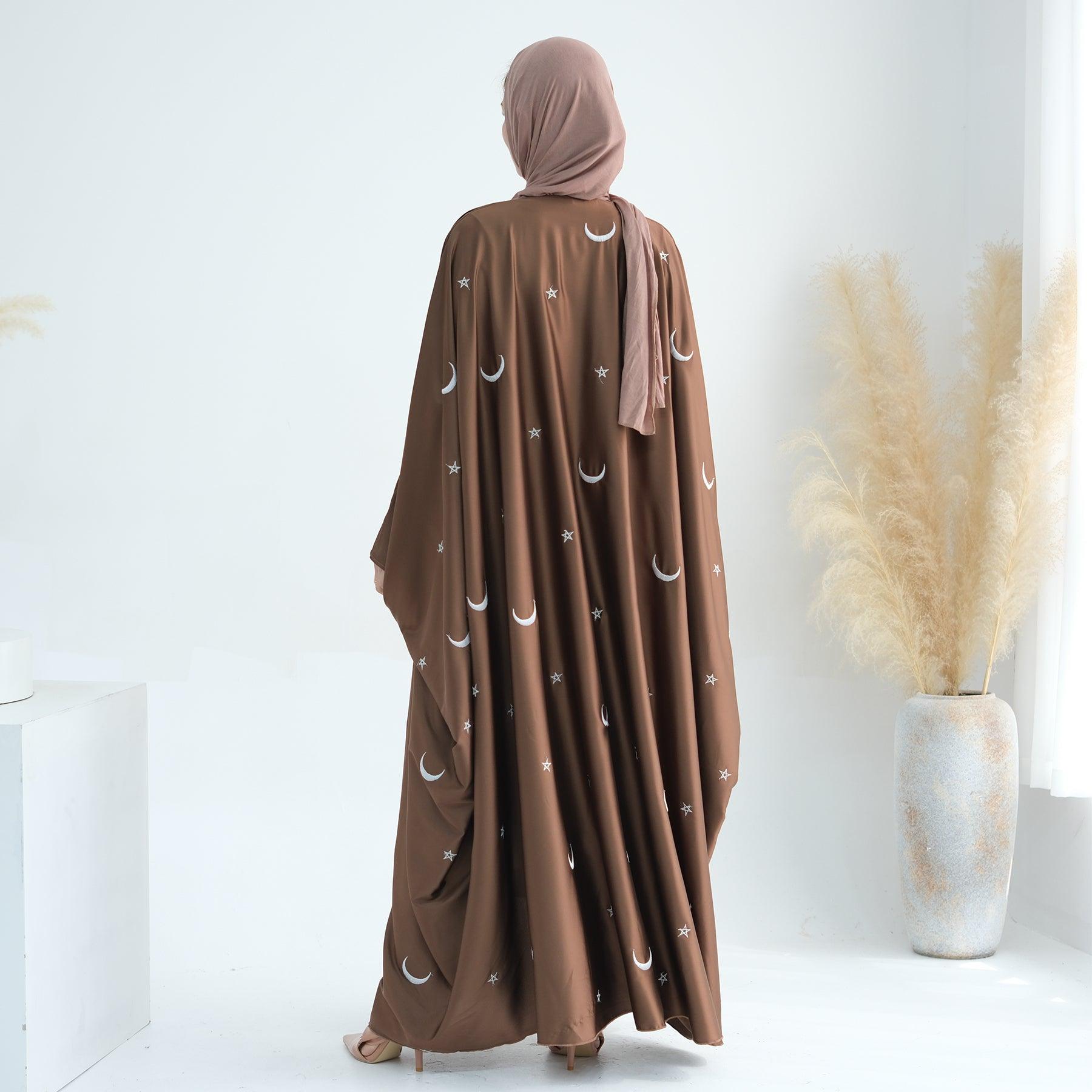 Brown Oversized Satin Abaya | Eolante Clothing 