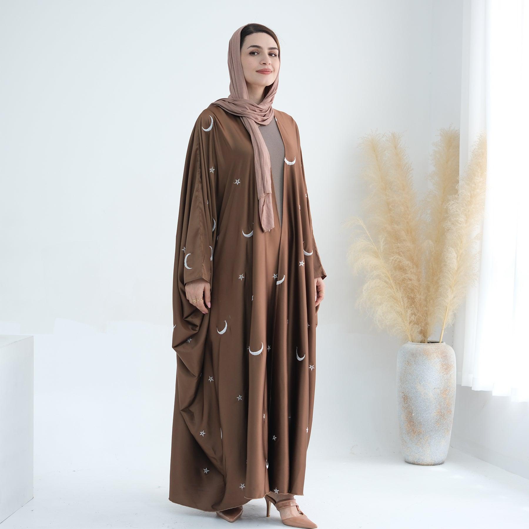 Moon & Stars in Brown Abaya | Eolante Clothing 