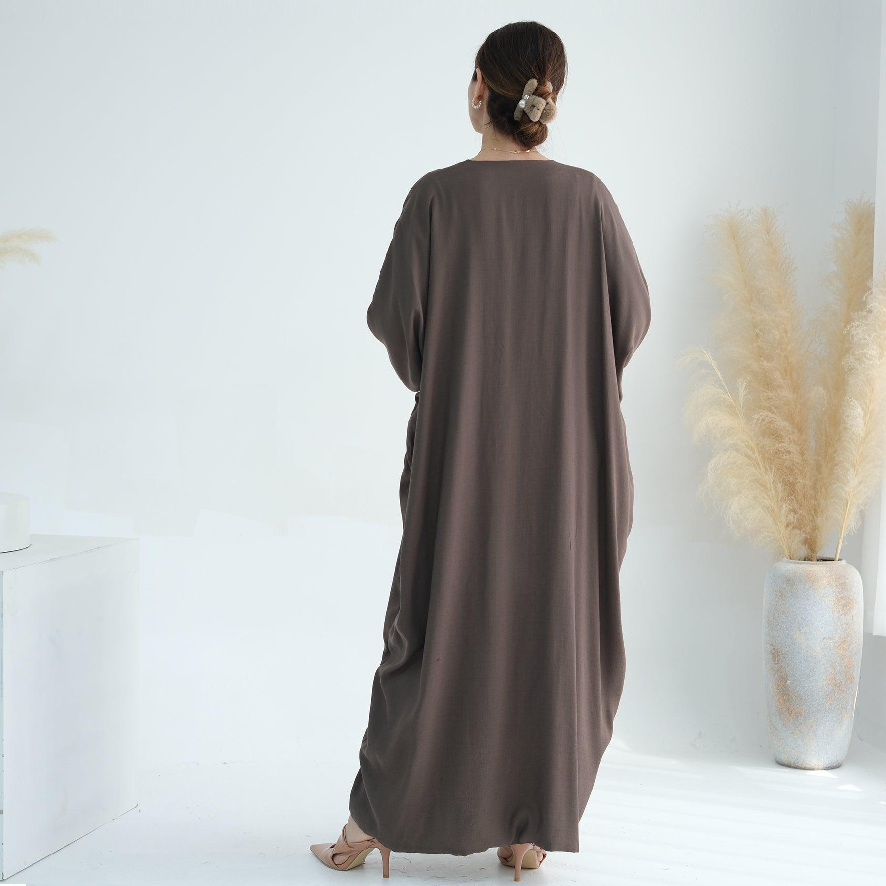 Two-tone Linen Open Abaya | Eolante Clothing