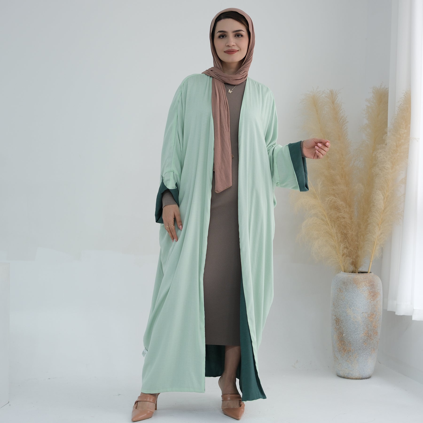 Two-tone Linen Abaya for Muslim Wear | Eolante Clothing