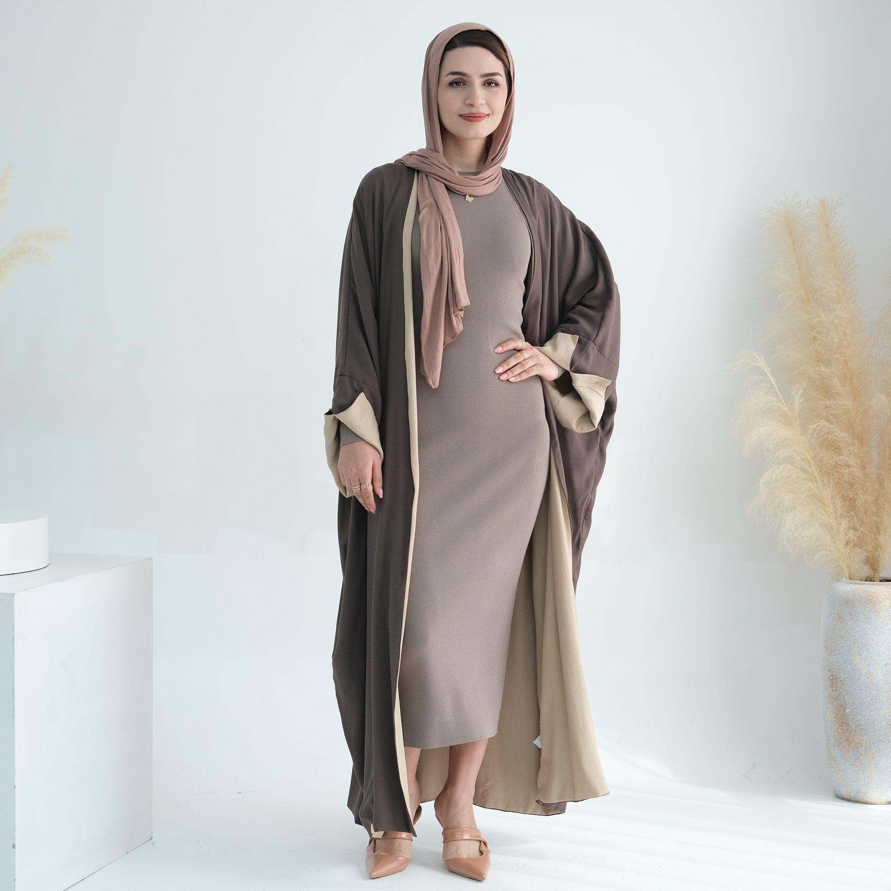 Open Abaya in Two-tone Linen | Open Abaya 