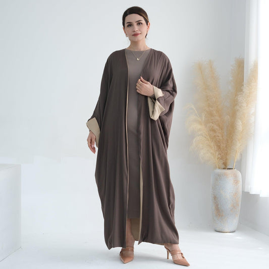 Brown Two-tone Open Abaya | Eolante Clothing