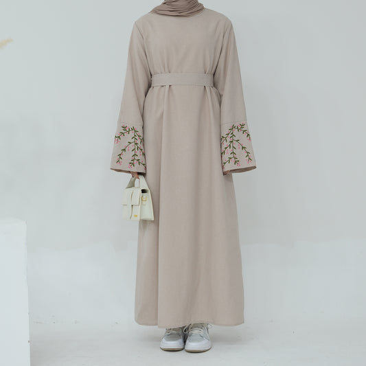 Maxi Dress Abaya & Belt in Floral Skin | Eolante Clothing 