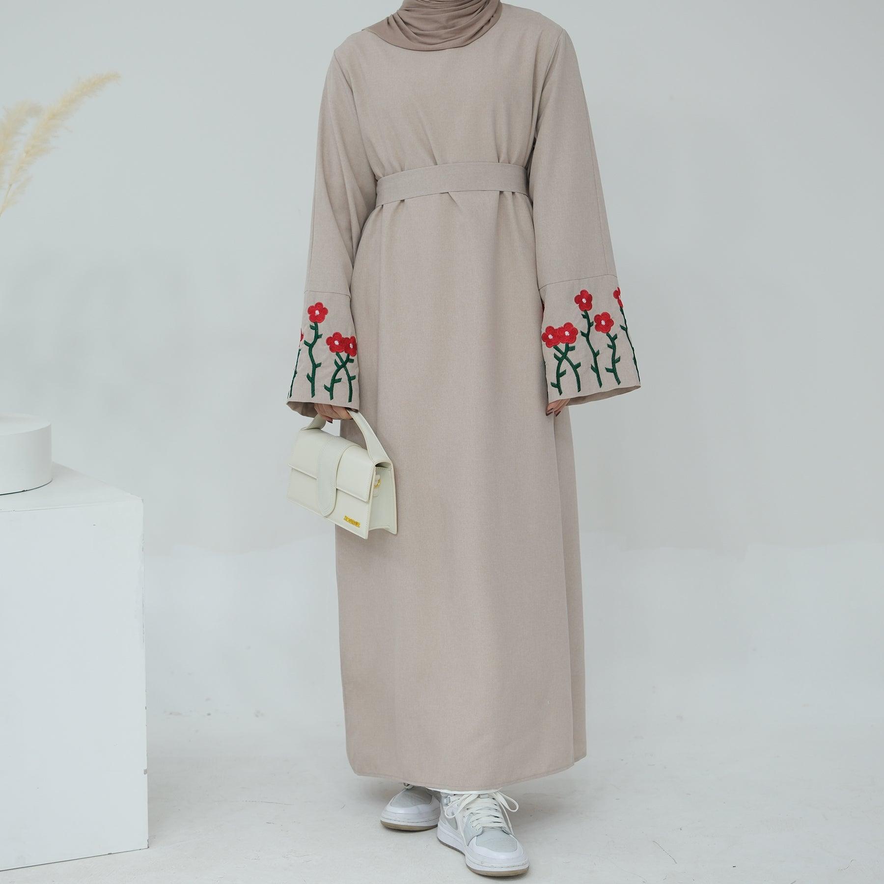 Floral Embroidered Maxi Abaya | Eolanye Clothing 