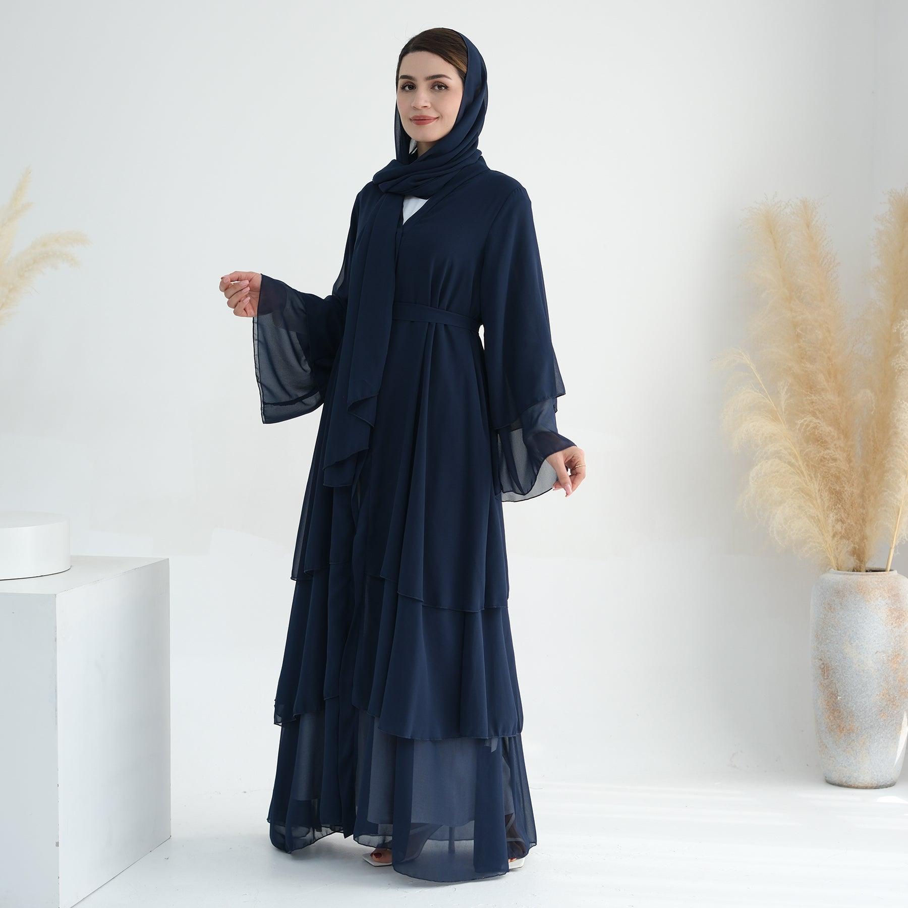 Open Abaya in Navy Chiffon | Eolante Clothing 