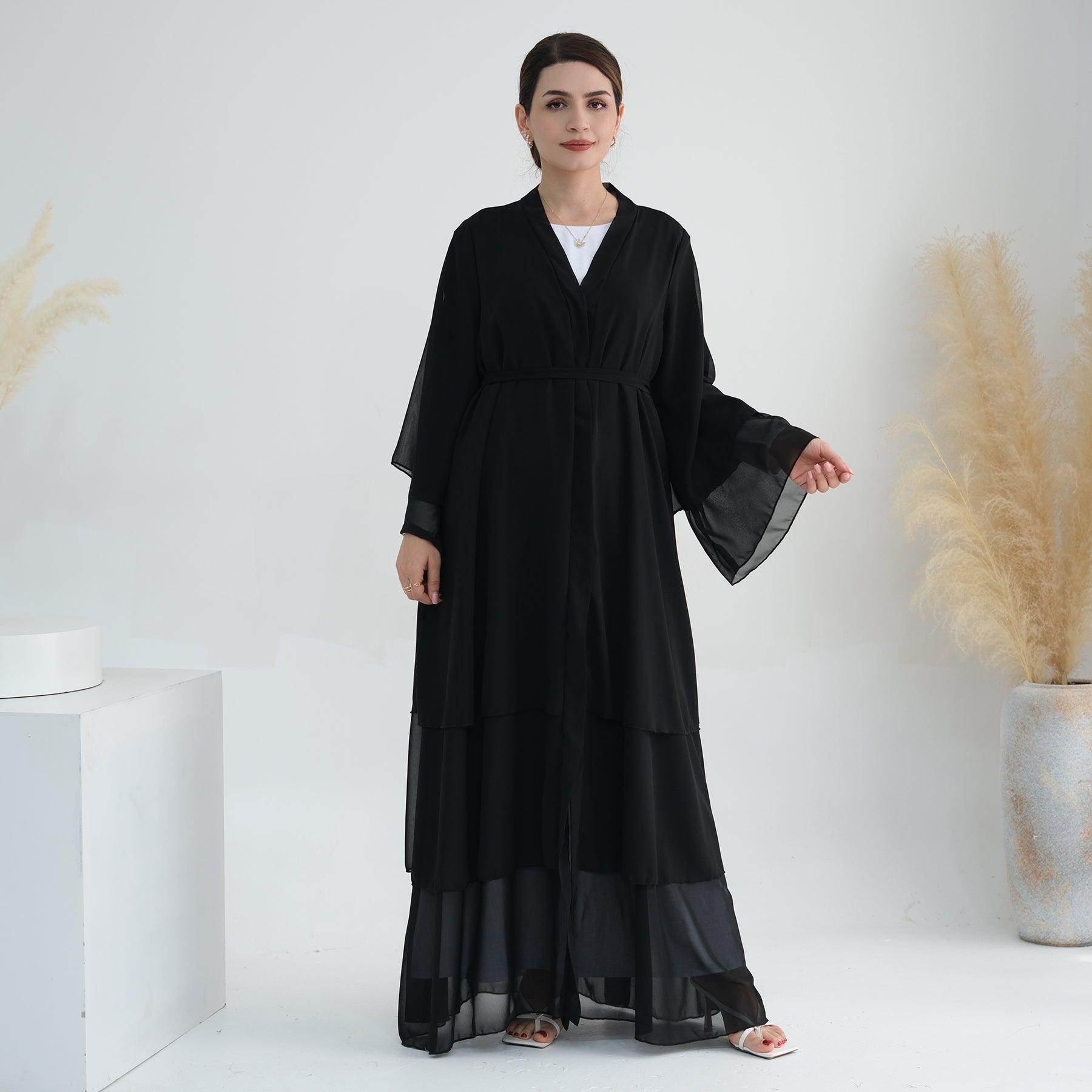 Open Abaya & Belt in Chiffon | Eolante Clothing 