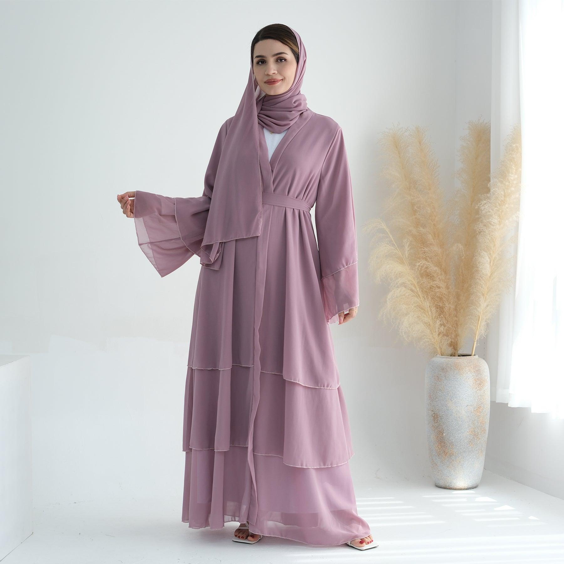 Open Abaya & Belt in Taro | Eolante Clothing 