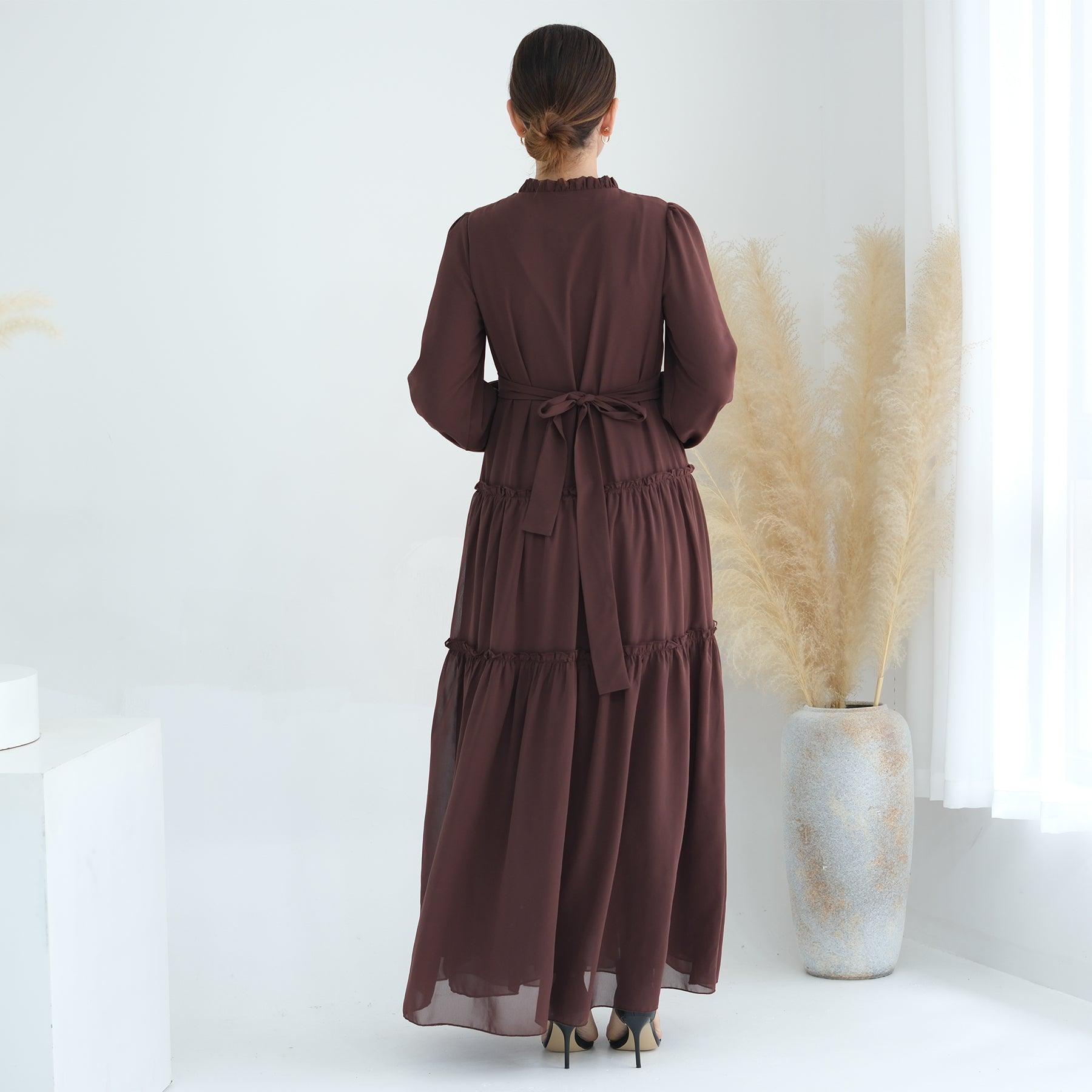 Chiffon Abaya Dress in Coffee | Eolante Clothing 