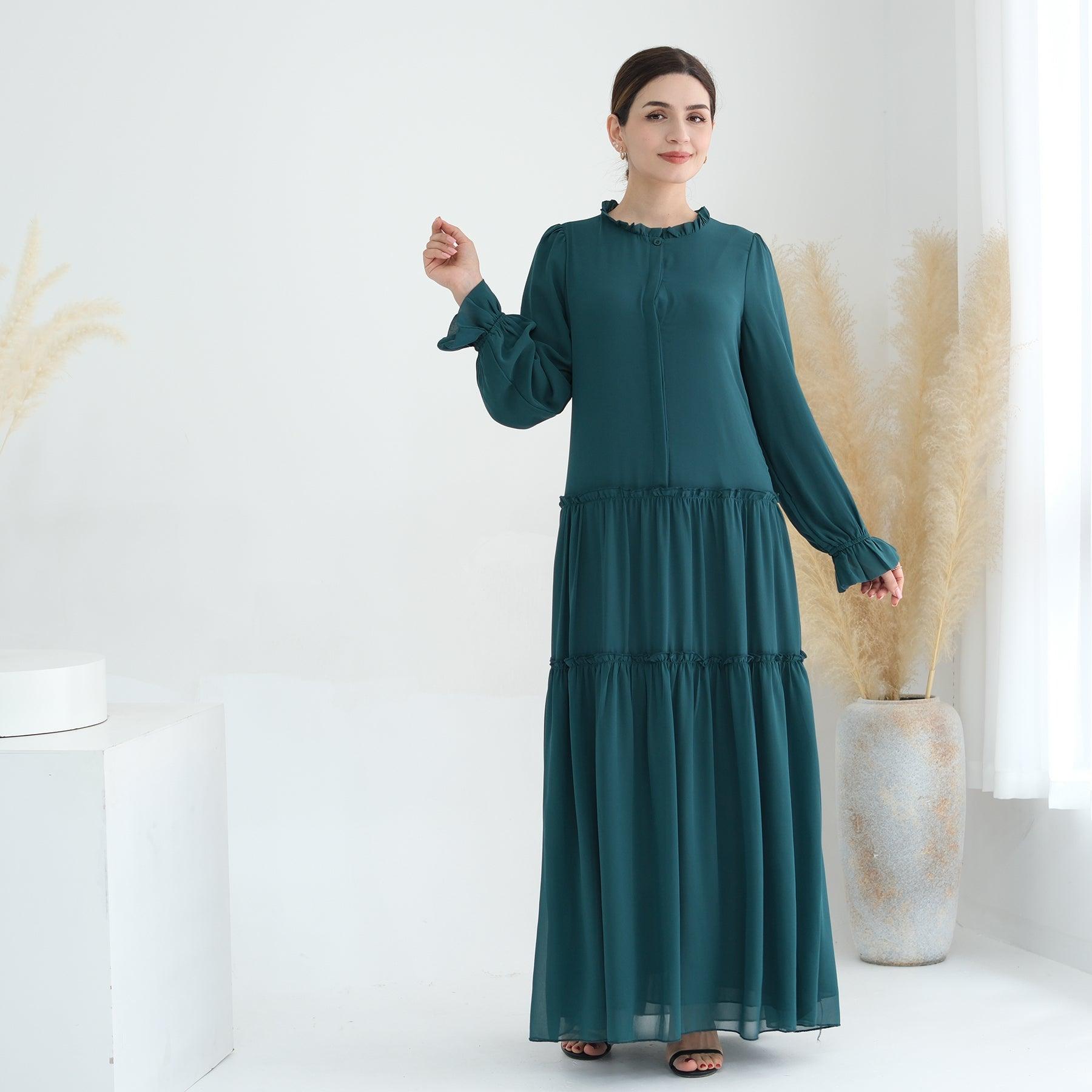 Maxi Abaya in Sea Green Chiffon | Eolante Clothing 