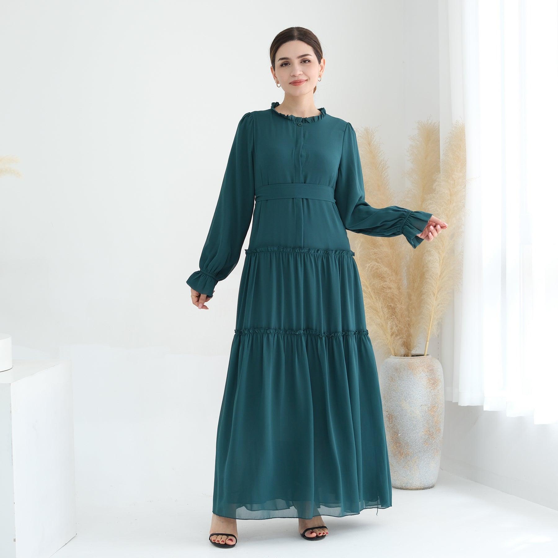 Sea Green Abaya Dress & Belt | Eolante Clothing 