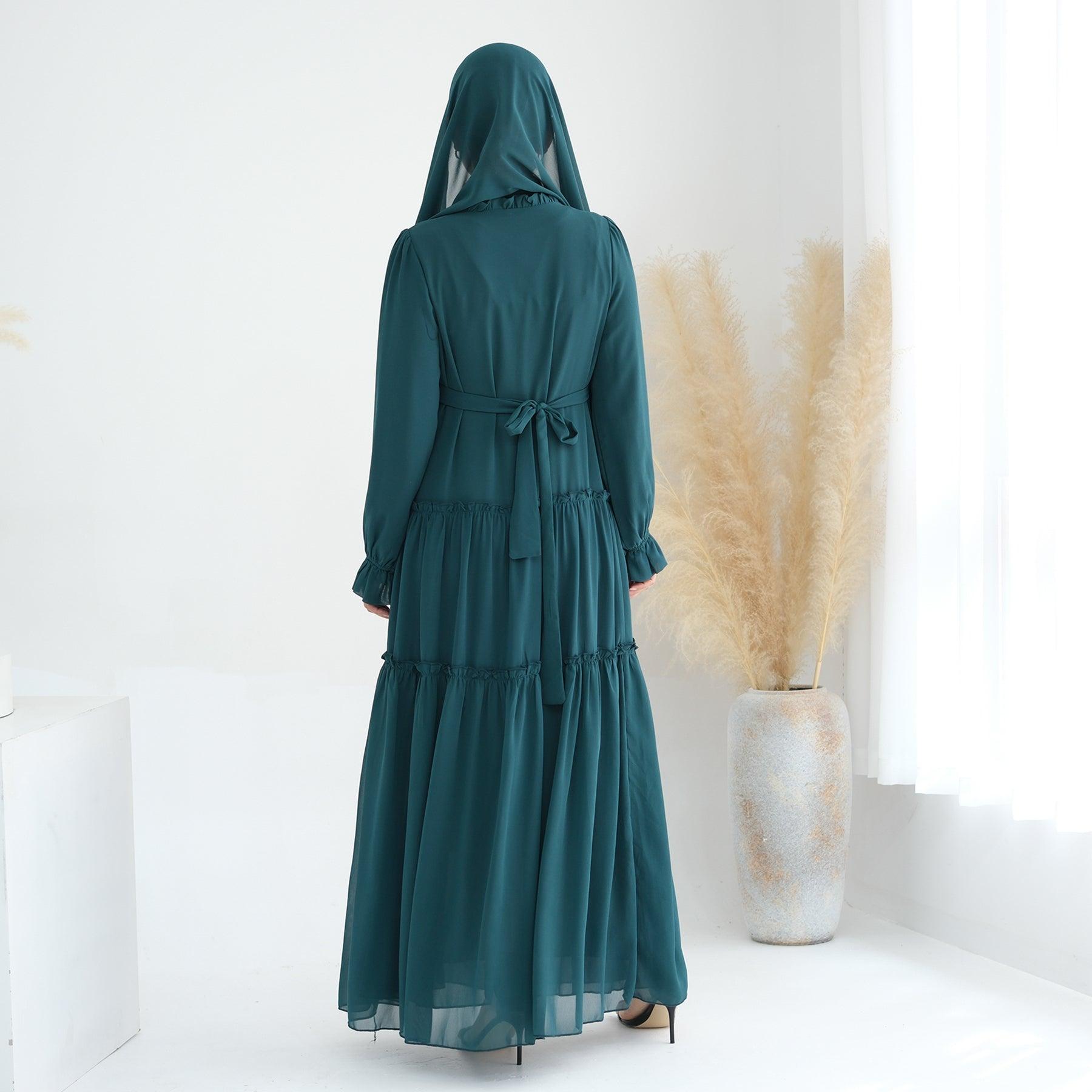 Chiffon Maxi Abaya in Sea Green | Eolante Clothing 