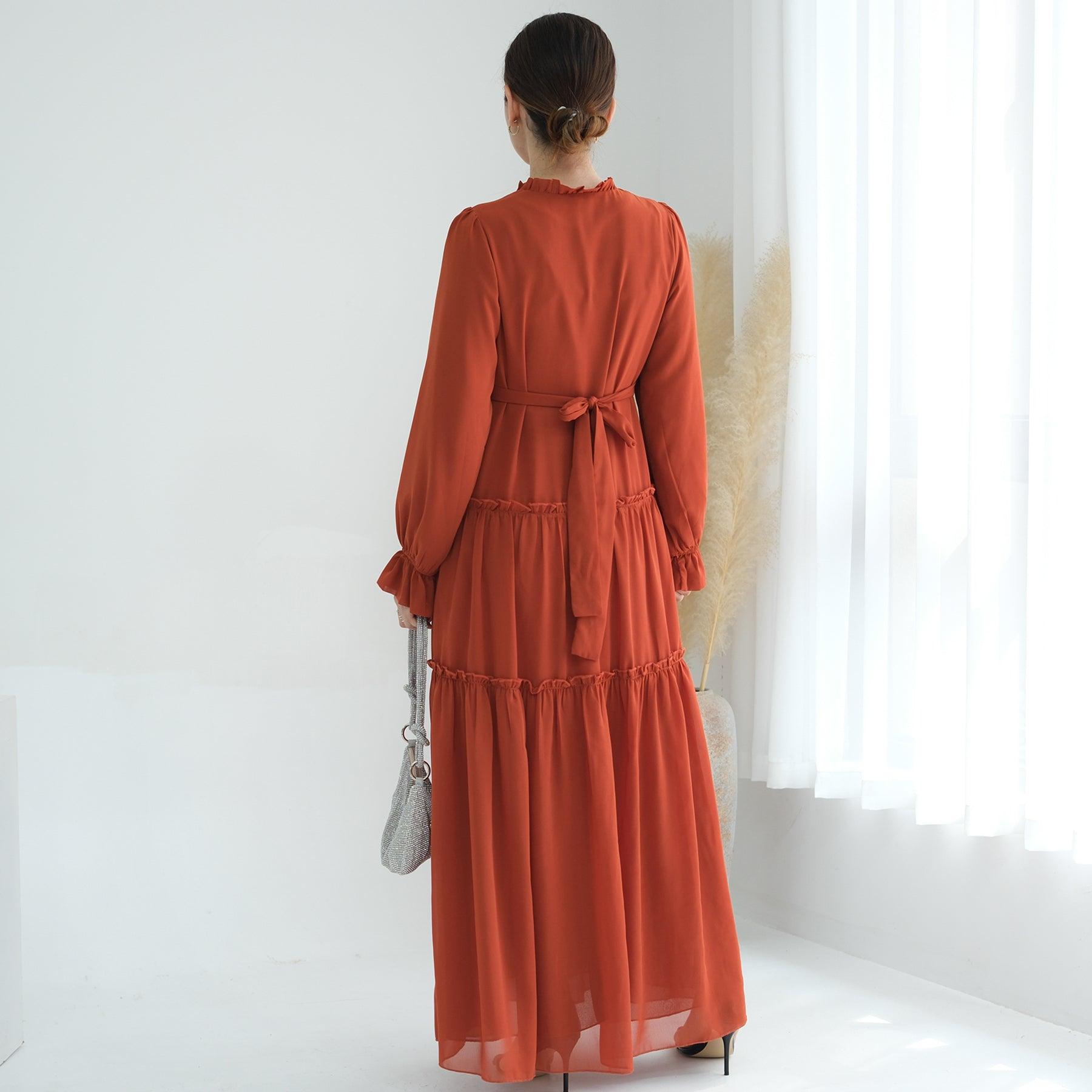 Maxi Dress Abaya in Orange | Eolante Clothing 