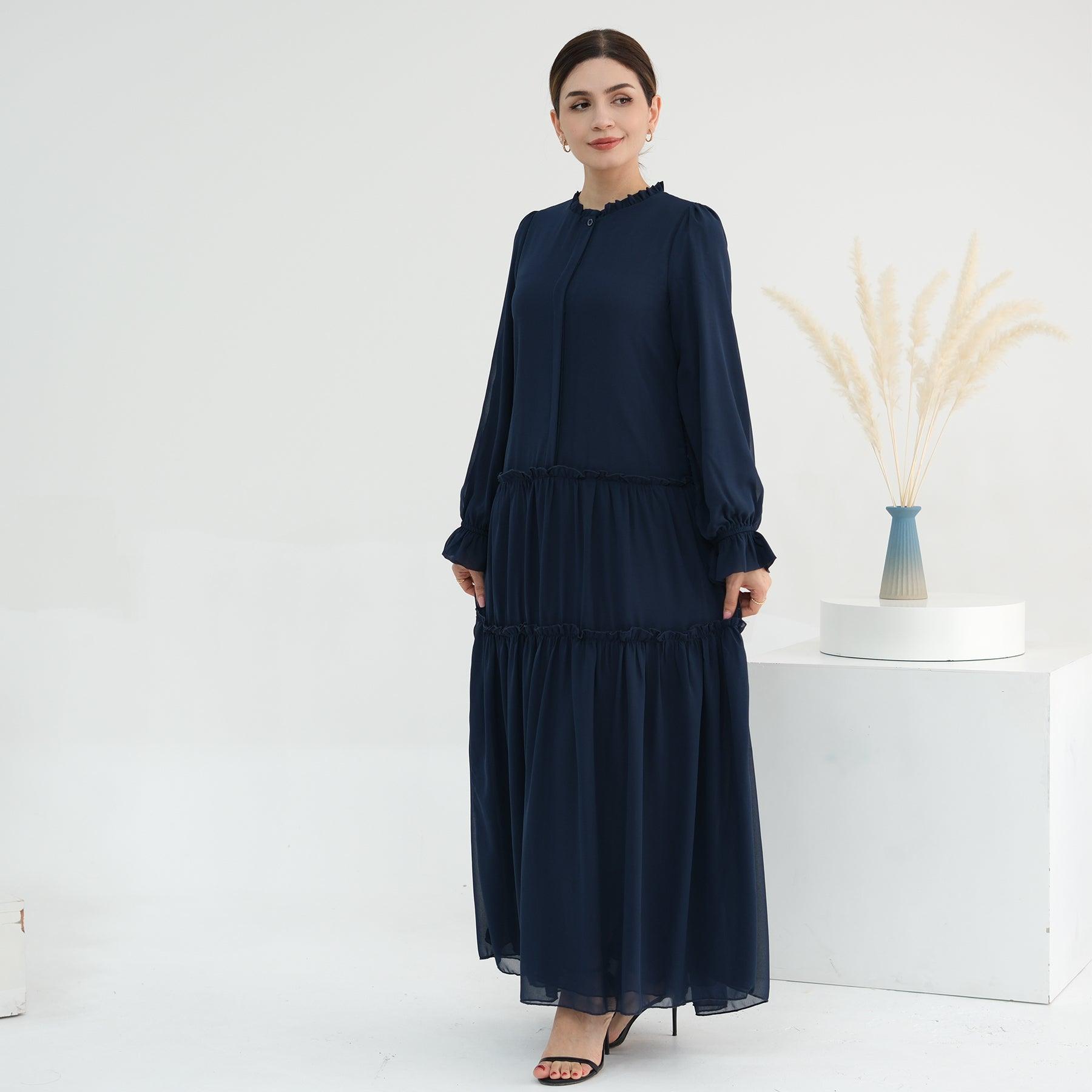 Chiffon Abaya Dress in Navy | Eolante Clothing 