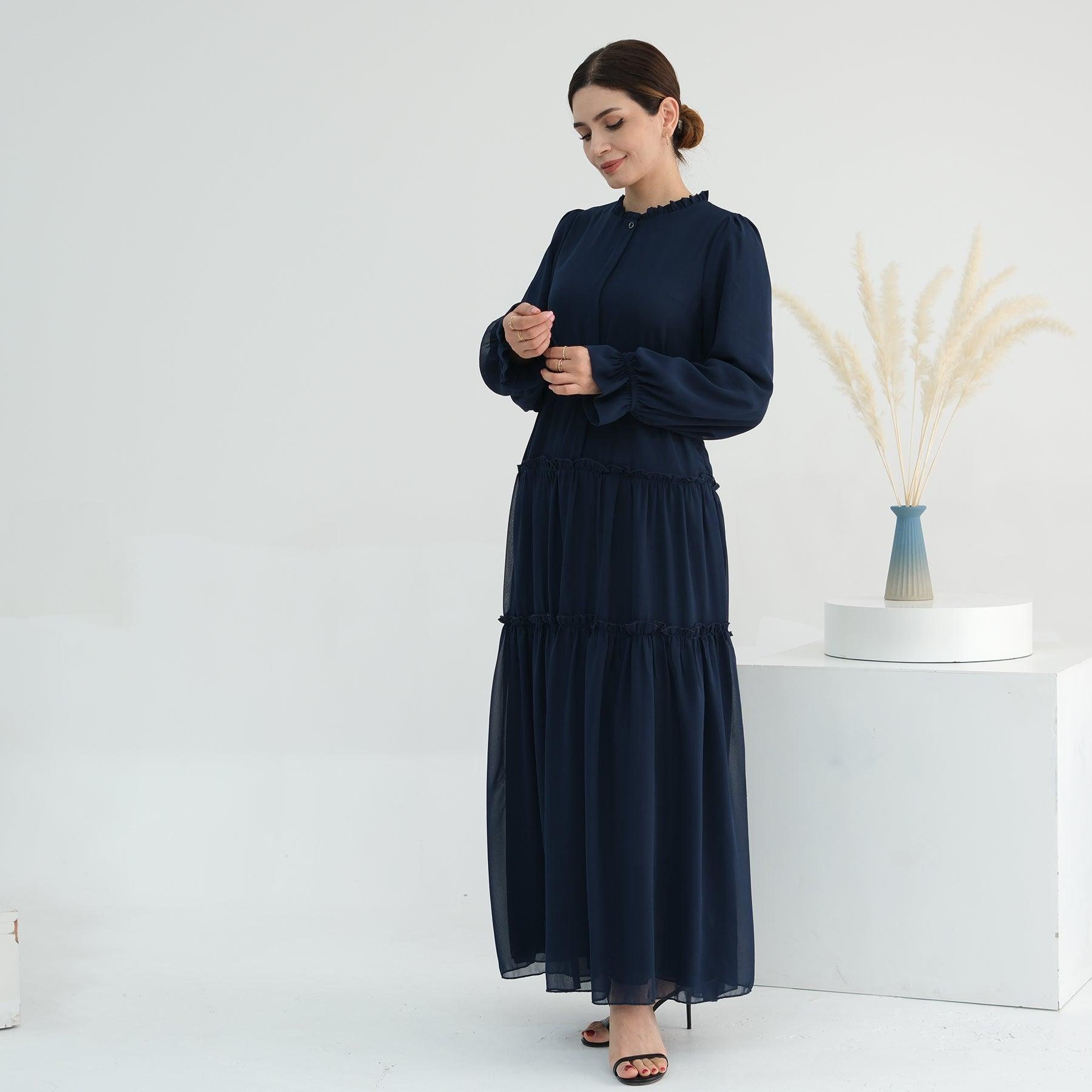 Navy Abaya Dress in Chiffon | Eolante Clothing 