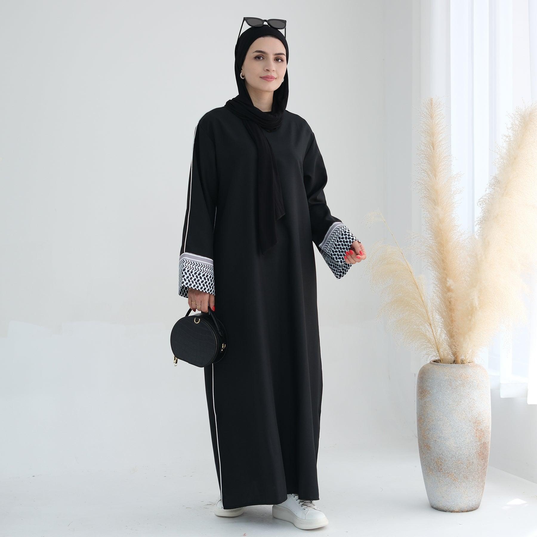 Black Dove Embroidered Abaya Dress | Eolante Clothing 