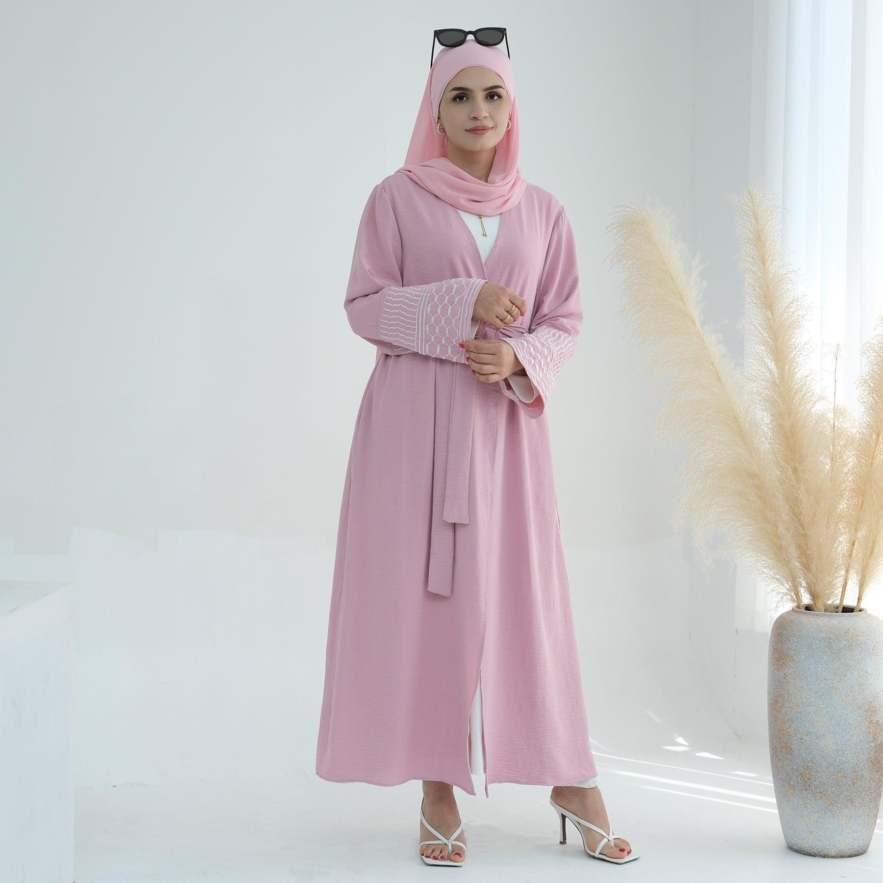 Danya Keffiyeh Inspired Abaya in Pink | Eolante Clothing