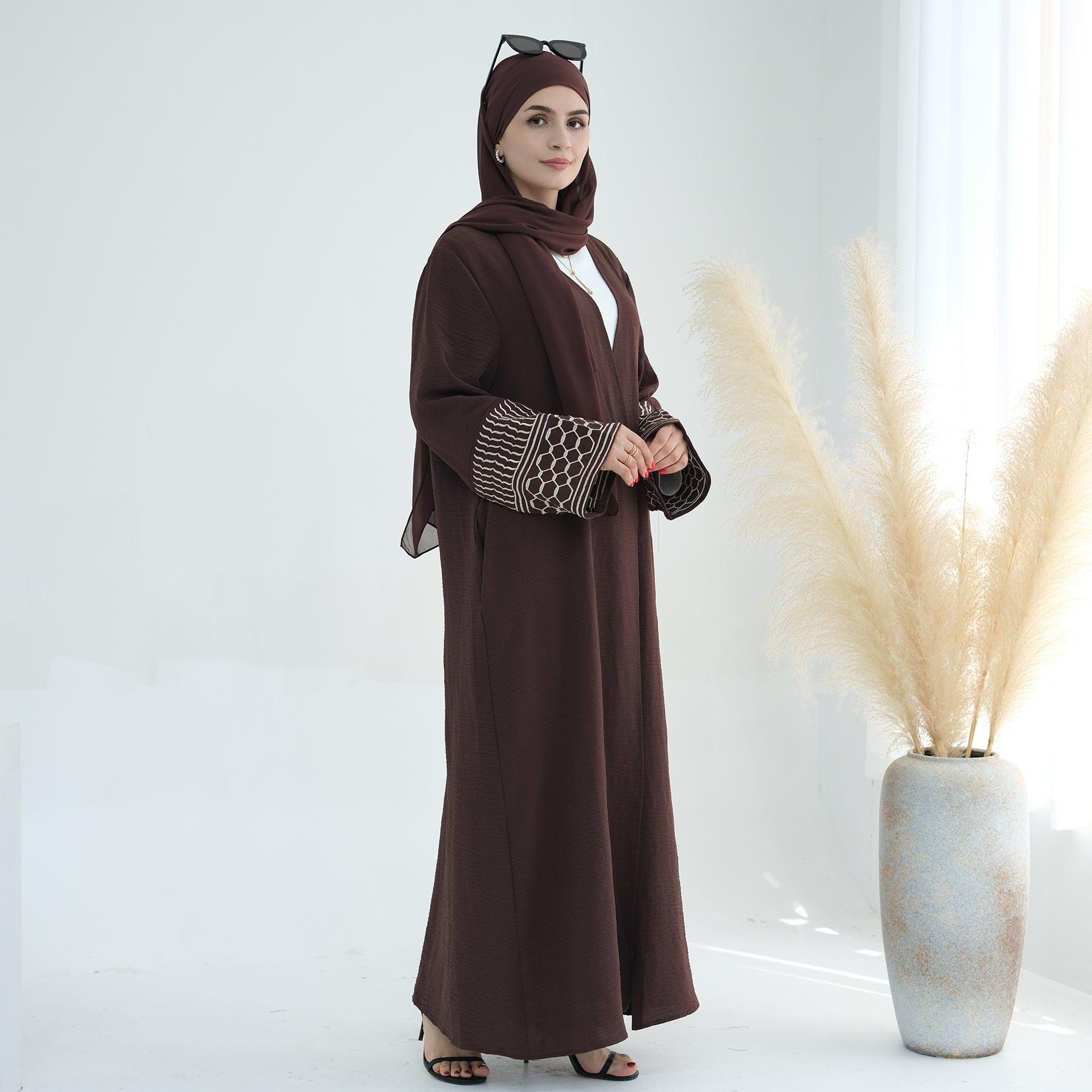 Open Abaya with Peace Dove Design | Eolante Clothing 