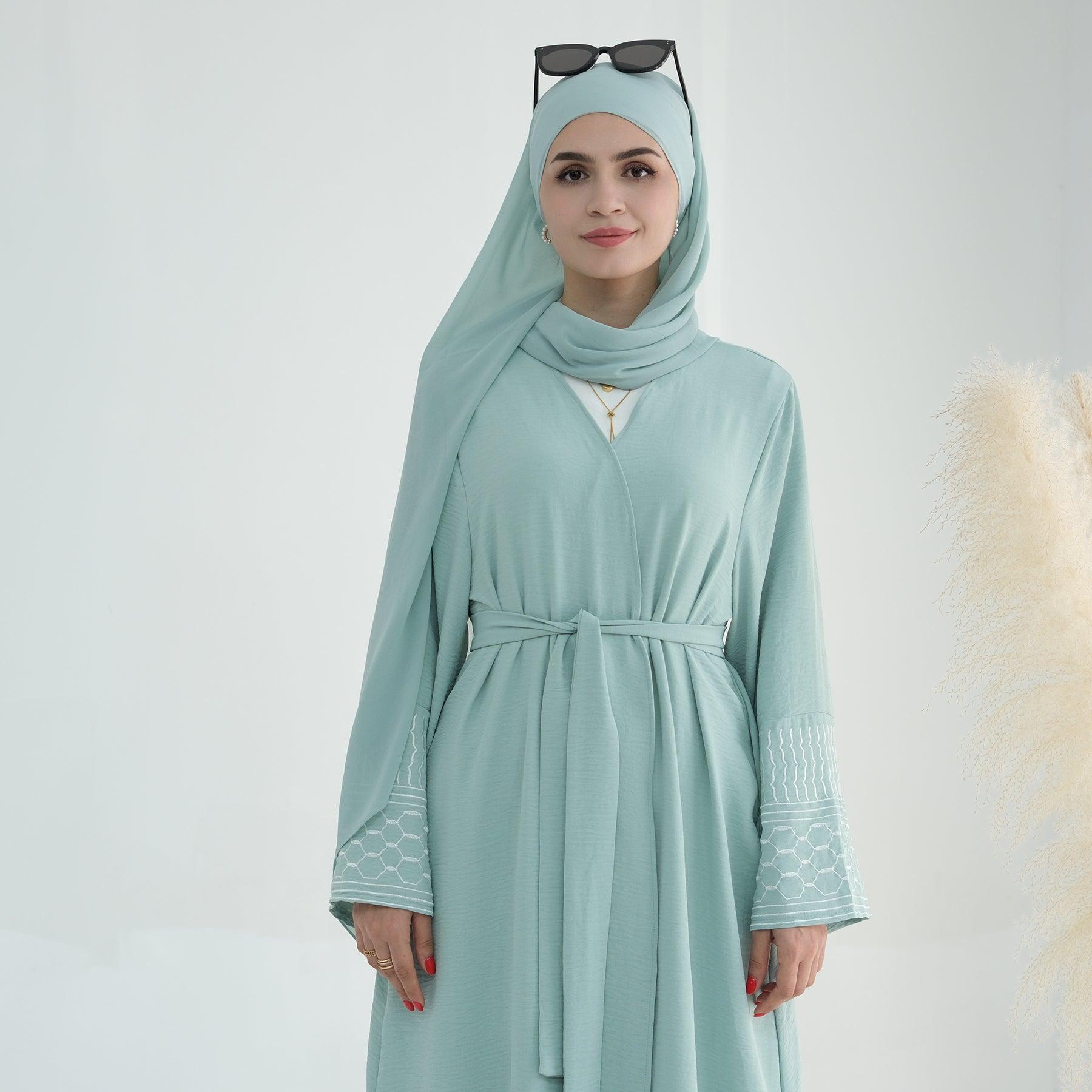 Danya Keffiyeh Inspired Abaya in Mint Green  | Eolante Clothing 