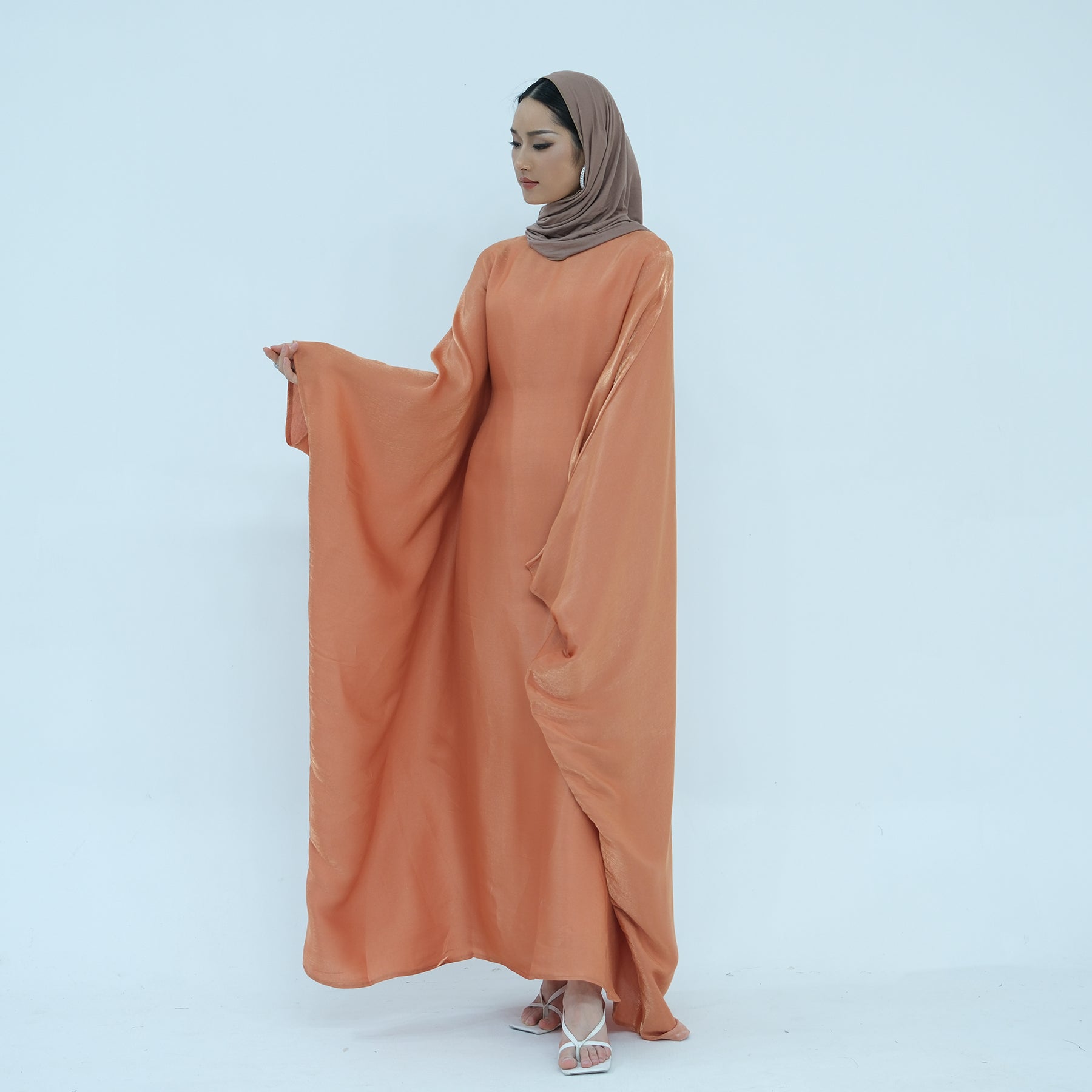 Orange Shiny Maxi Abaya | Eolante Clothing 