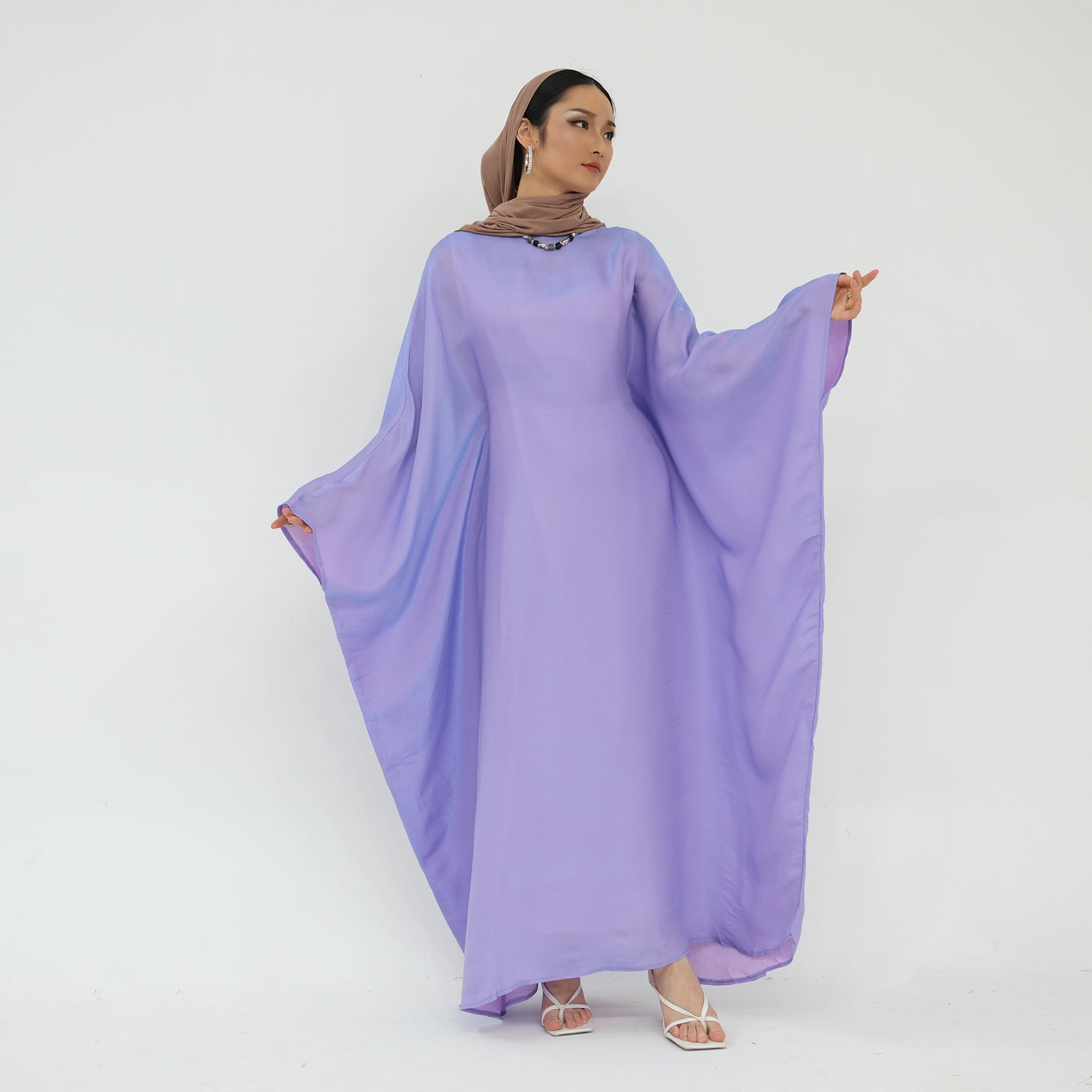 Purple Batwing Sleeve Maxi Abaya | Eolante Clothing 