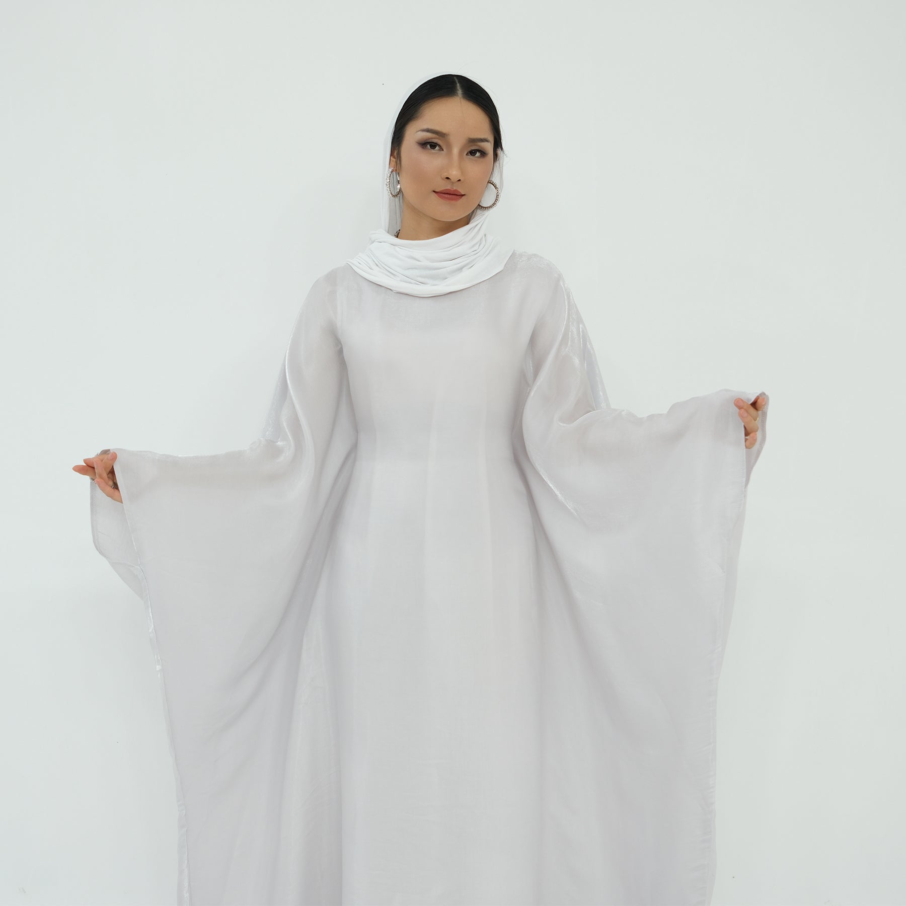 White Butterfly Sleeve in Abaya Dress | Eolante Clothing