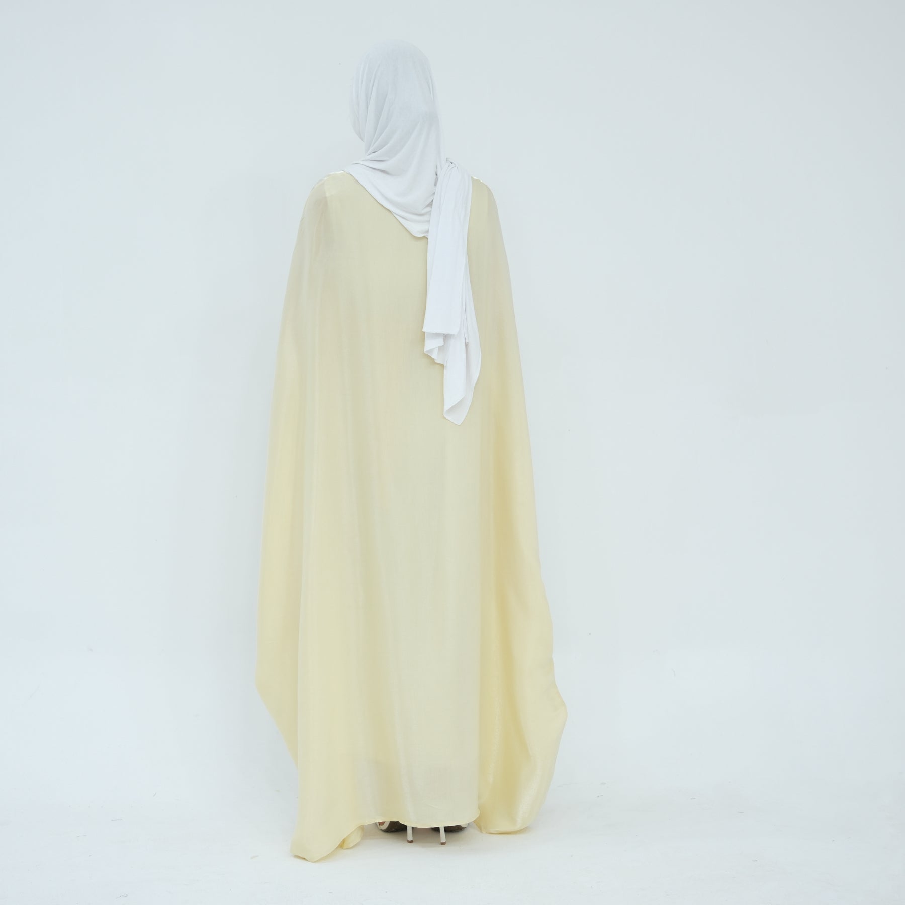 Batwing Sleeve Maxi Abaya in Shiny Pastel Yellow | Eolante Clothing 