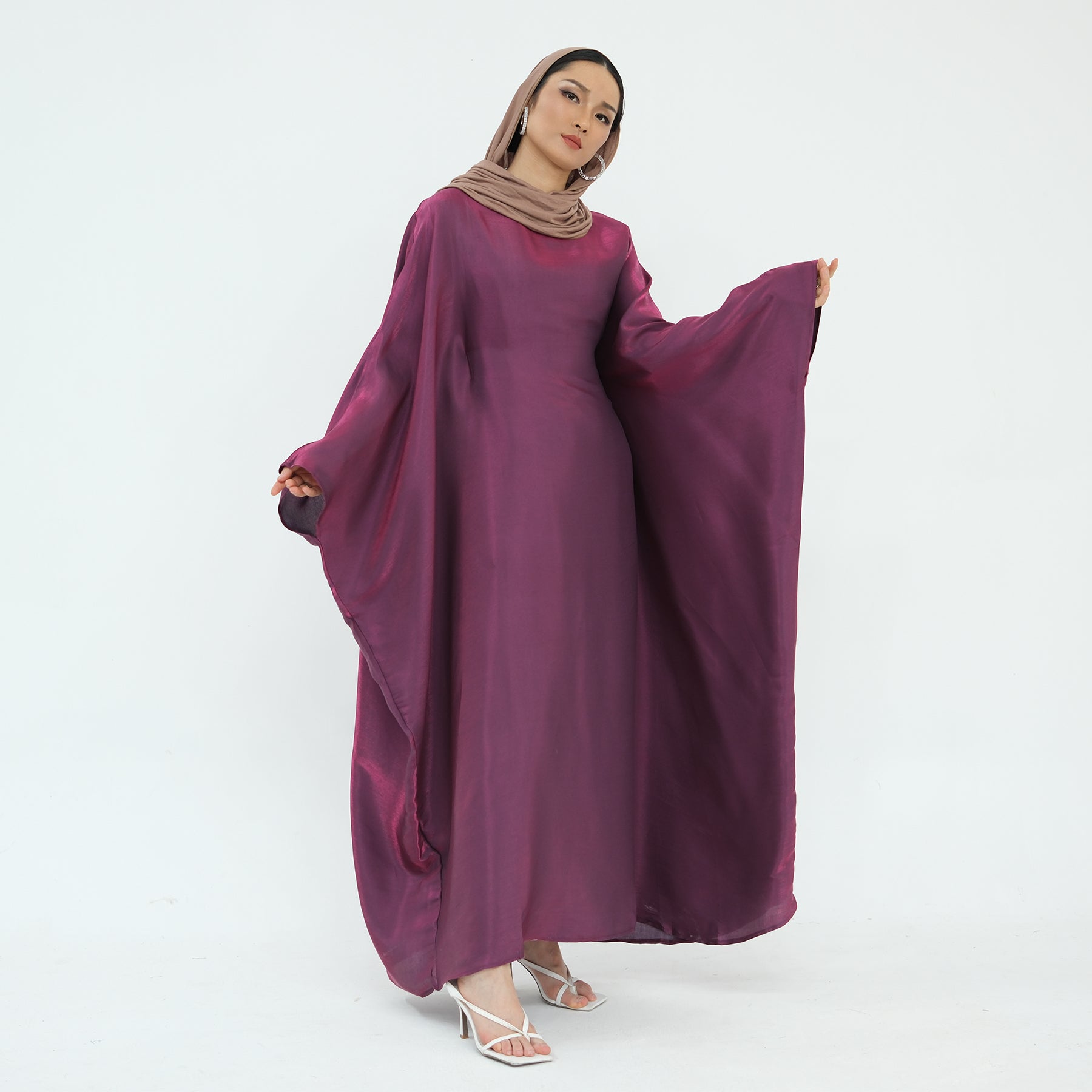 Purple Butterfly Sleeve in Maxi Abaya | Eolante Clothing 