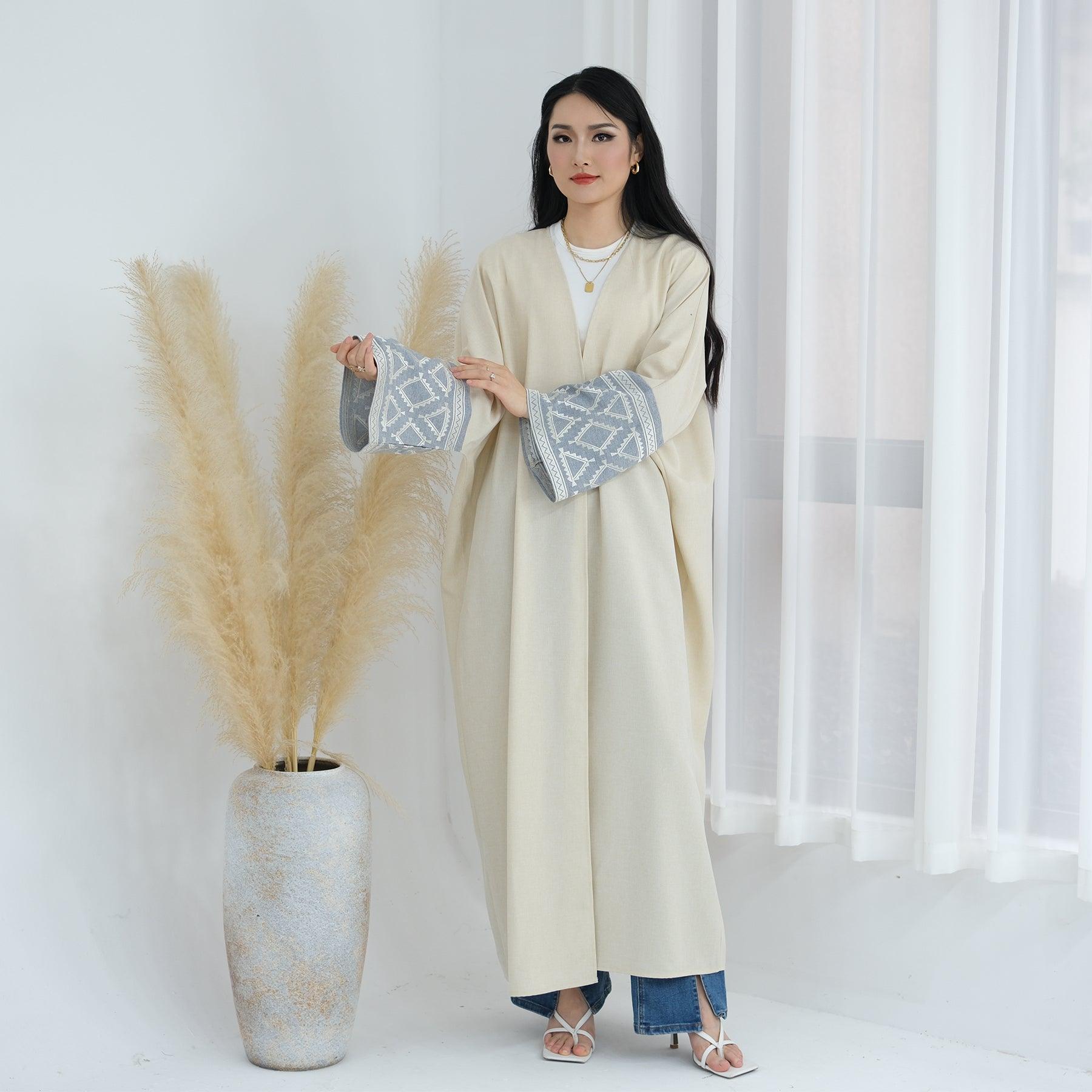 Geometric in Two-tone Open Abaya | Eolante Clothing