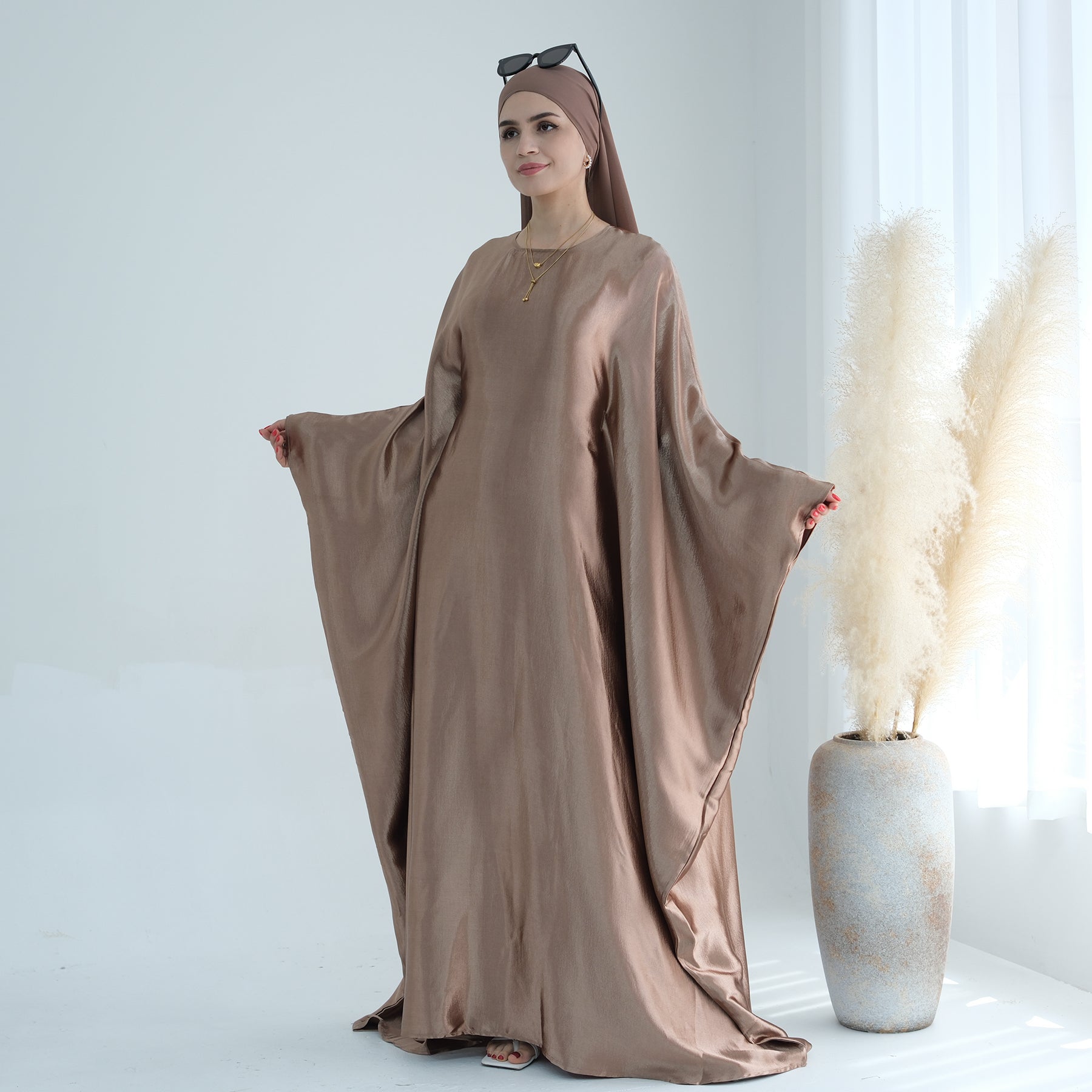 Butterfly Sleeve Maxi Abaya in Coffee | Eolante Clothing 