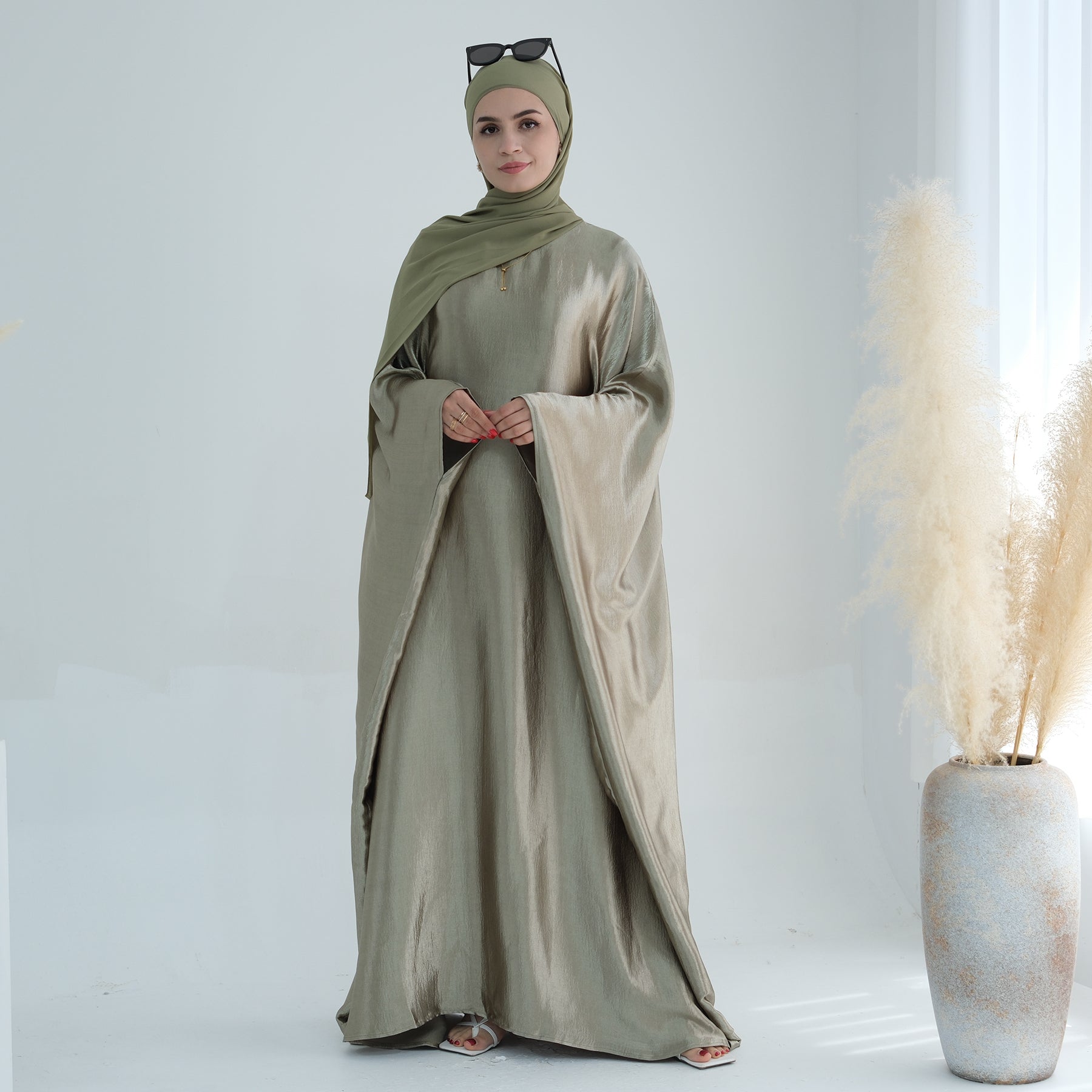 Satin Batwing Abaya Dress | Eolante Clothing 