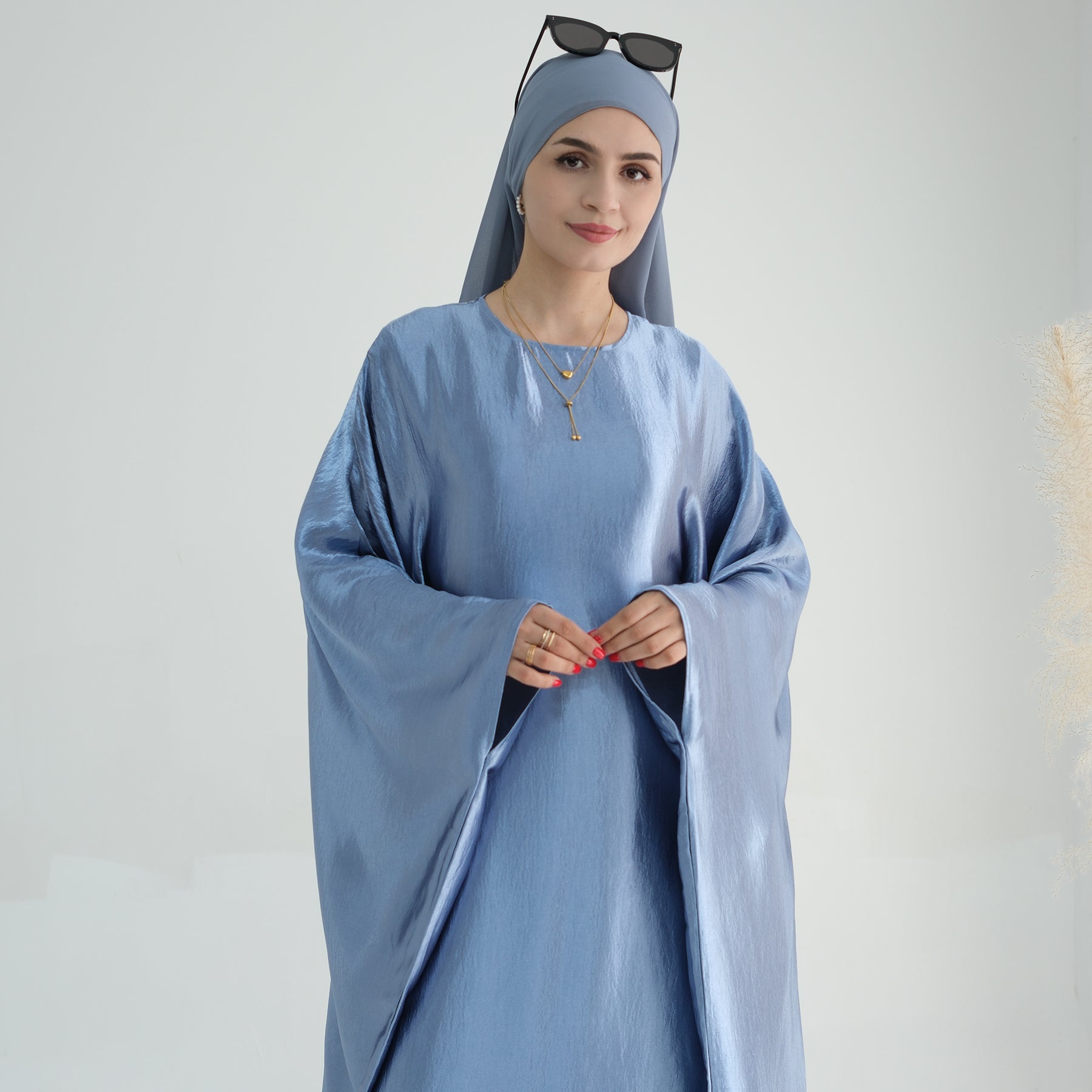 Maxi Dress Abaya in Light Blue | Eolante Clothing 