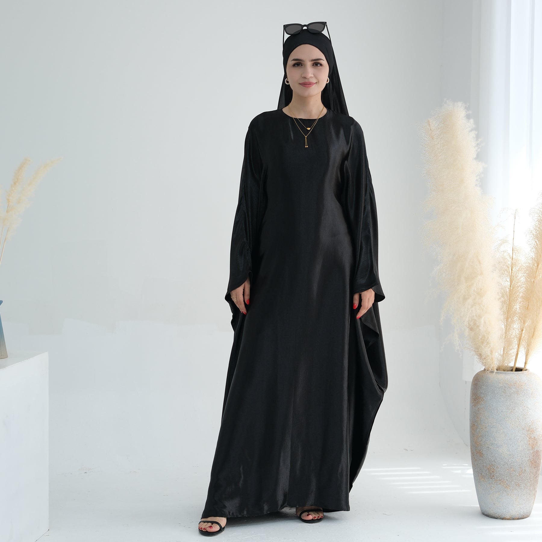 Butterfly Sleeve Abaya Dress in Black | Eolante Clothing 