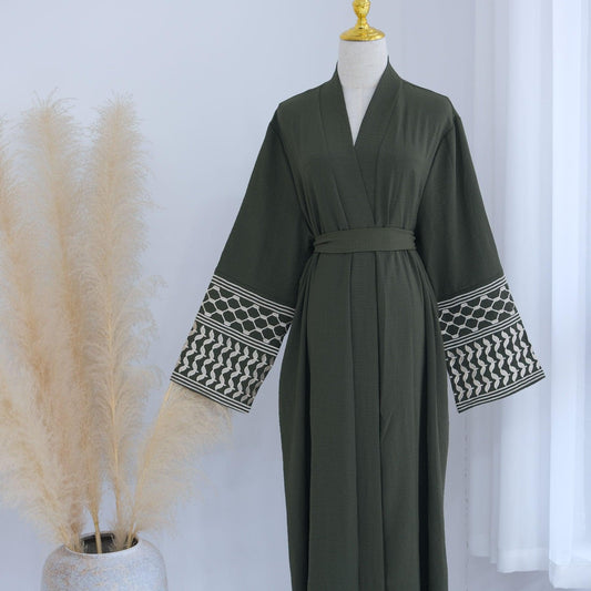 Open Abaya Insha Keffiyeh Inspired | Eolante Clothing 