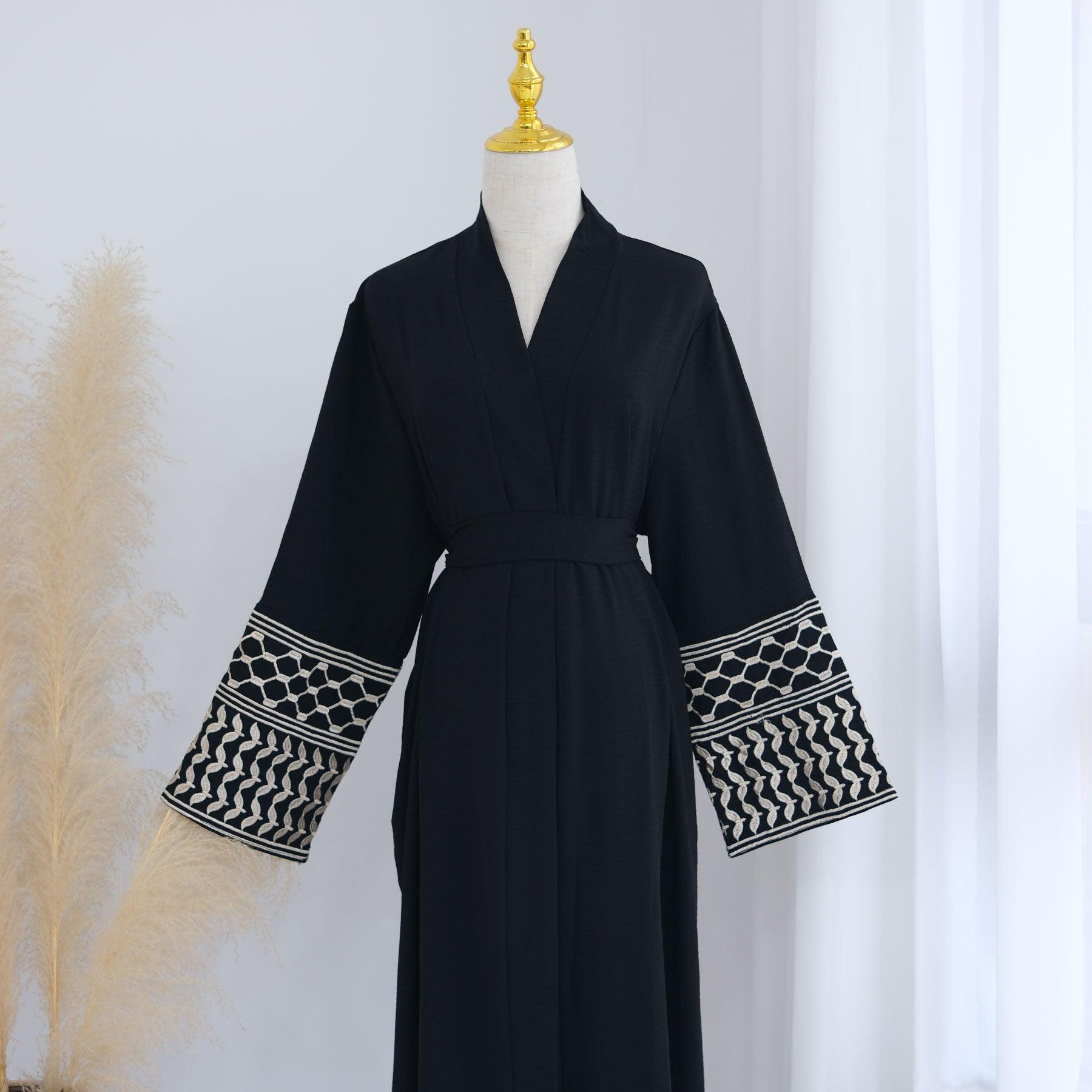 Open Abaya & Belt Insha Keffiyeh Inspired | Eolante Clothing 