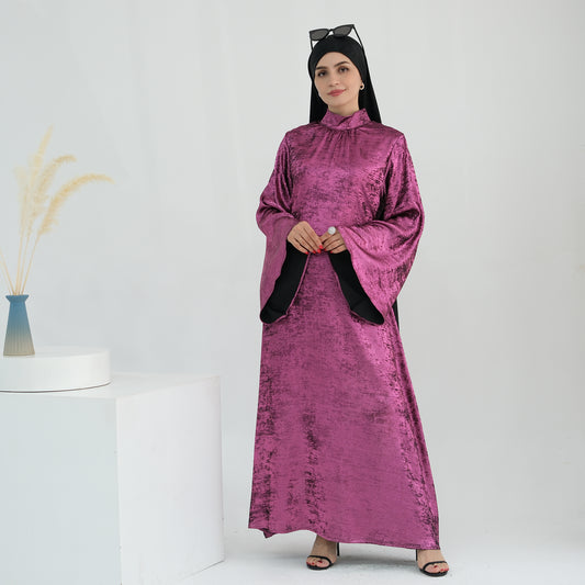 High-Neck Abaya Dress in Magenta | Eolante Clothing 