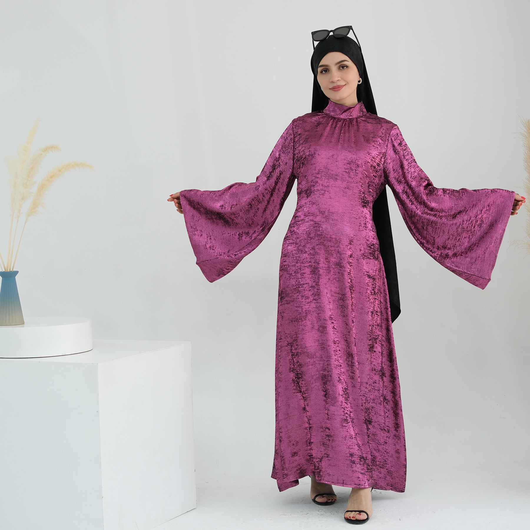 Maxi Dress Abaya in Magenta | Eolante Clothing 