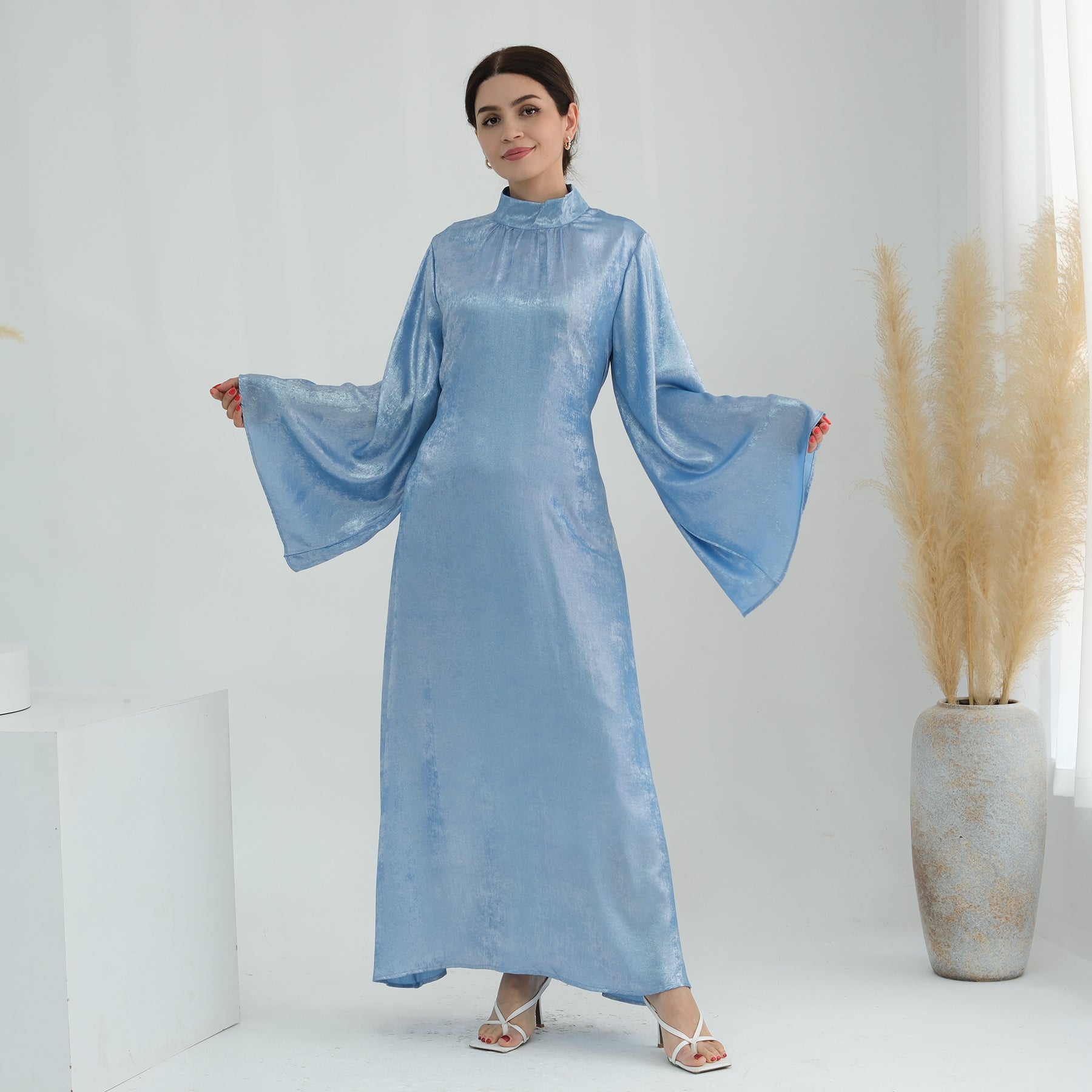 Light Blue in Velvet Abaya Dress | Eolante Clothing 