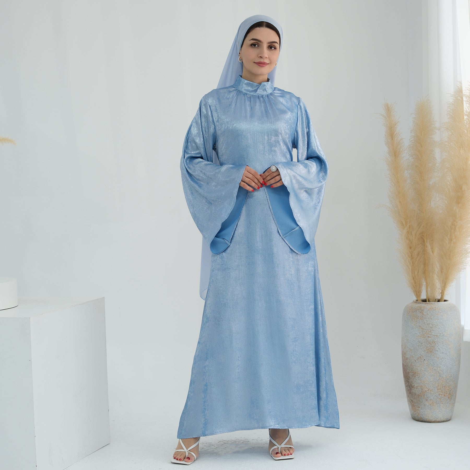 Maxi Dress Abaya in Light Blue | Eolante Clothing 