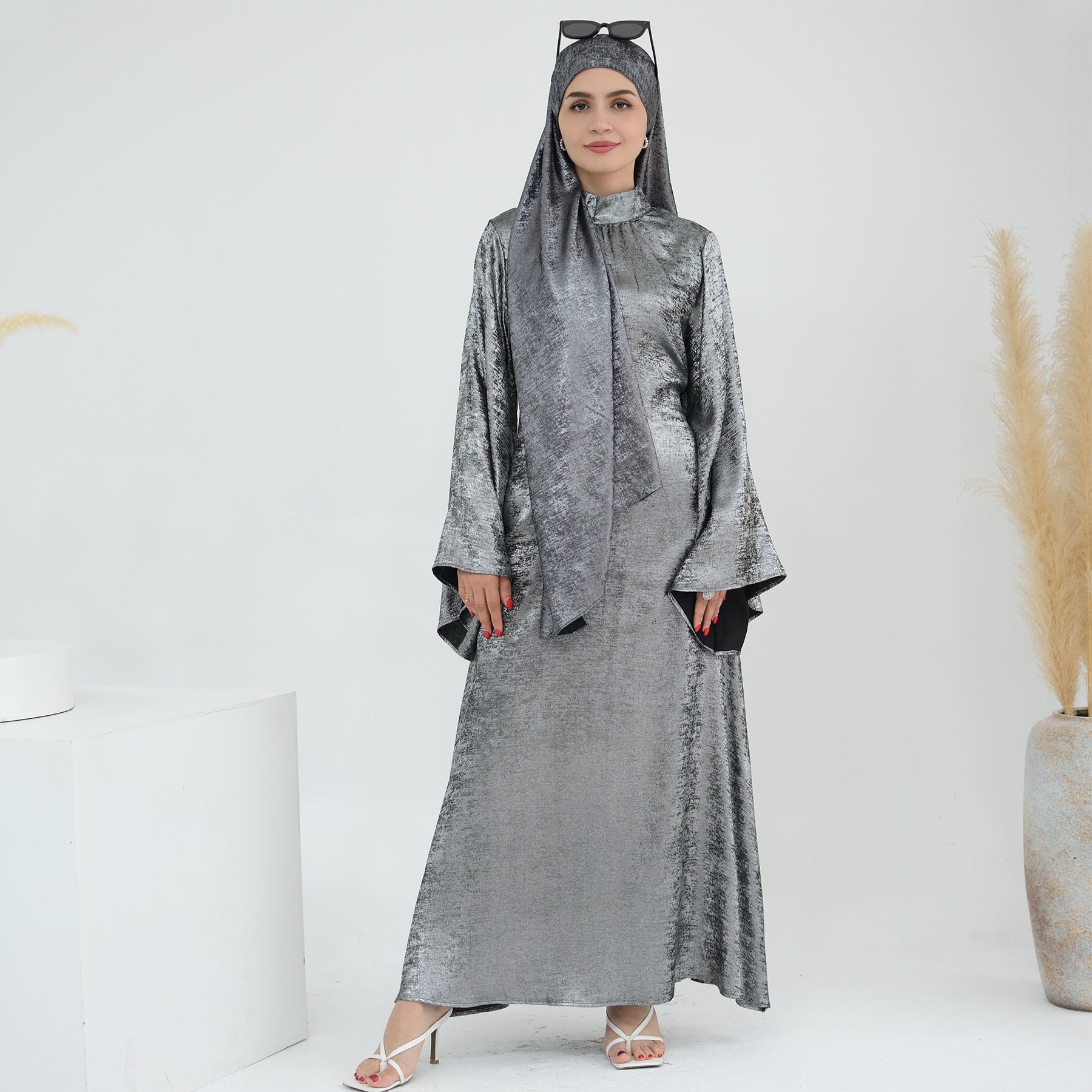 Maxi Dress Abaya in Slate Gray | Eolante Clothing 