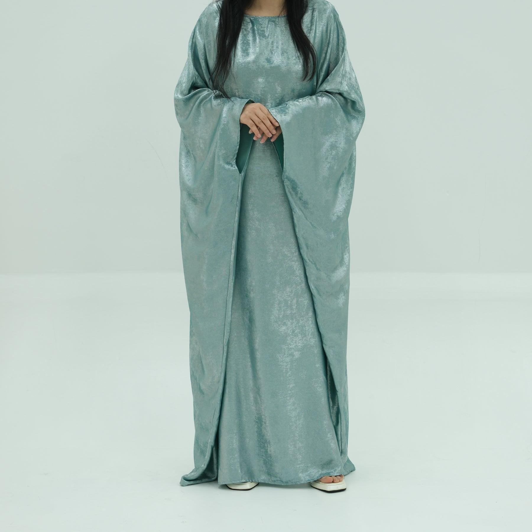 Jade Green Metallic Abaya Dress | Eolante Clothing 