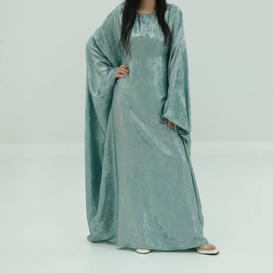 Metallic Dress Abaya in Jade Green | Eolante Clothing 