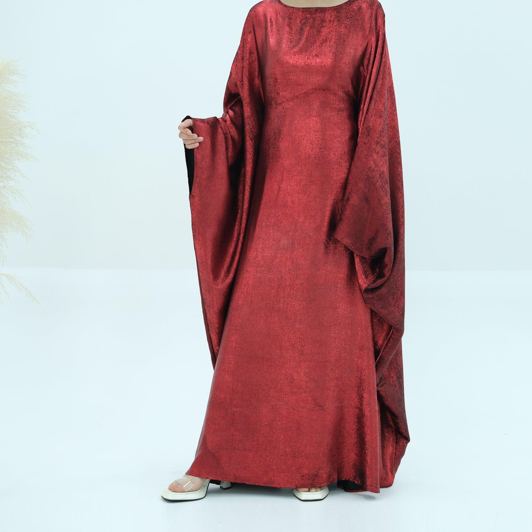 Butterfly Sleeves in Red Abaya Dress | Eolante Clothing 