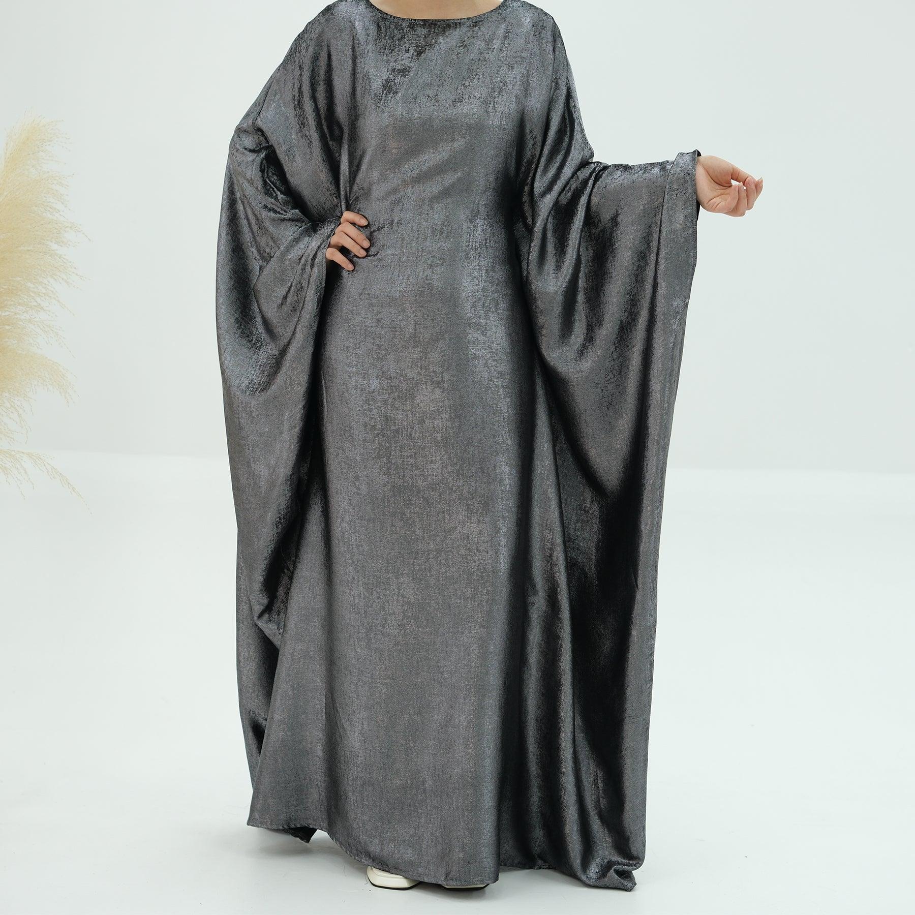 Maxi Dress Abaya in Metallic Gray | Eolante Clothing 