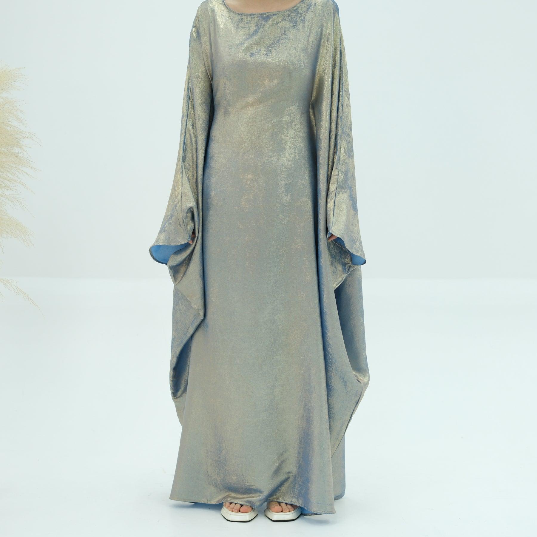 Metallic Butterfly Sleeves Dress Abaya - ANNA - Eolante Clothing